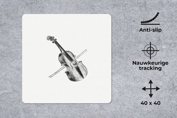 MuchoWow Gaming Mauspad Retro - Geige - Musik (1-St), Mousepad mit Rutschfester Unterseite, Gaming, 40x40 cm, XXL, Großes