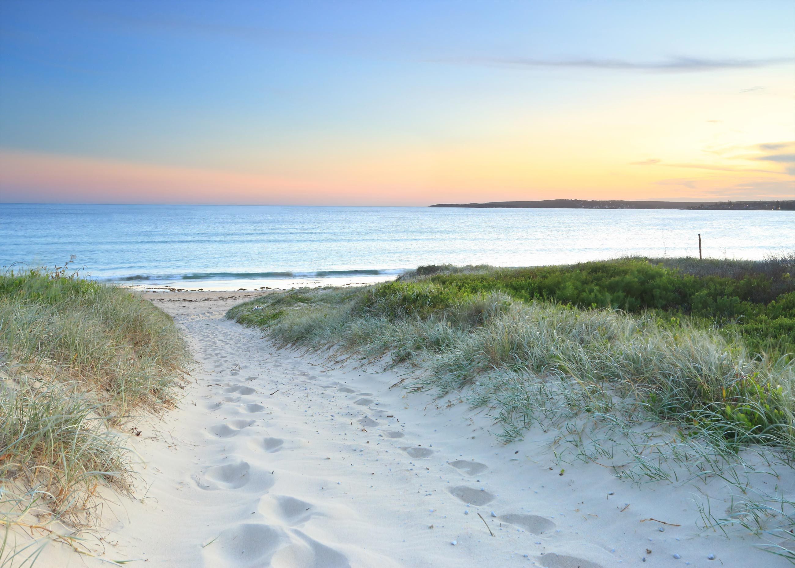 Wallarena Fototapete Strand Meer - Mehrfarbig - Modern - Vlies - Wohnzimmer, glatt, (3 St), 150x105cm