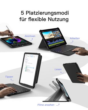 Inateck Bluetooth Tastaturhülle Kompatibel mit iPad Air 6/5/4, iPad Pro 11 iPad-Tastatur