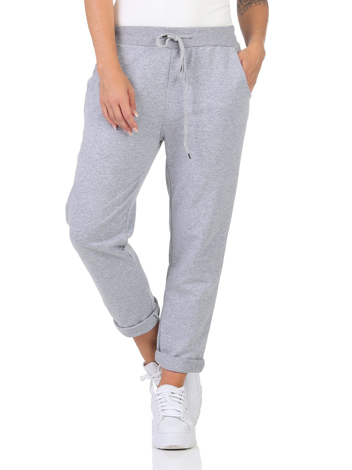 Mississhop Chinohose Damen Hose Blumen Jogginghose günstig online kaufen