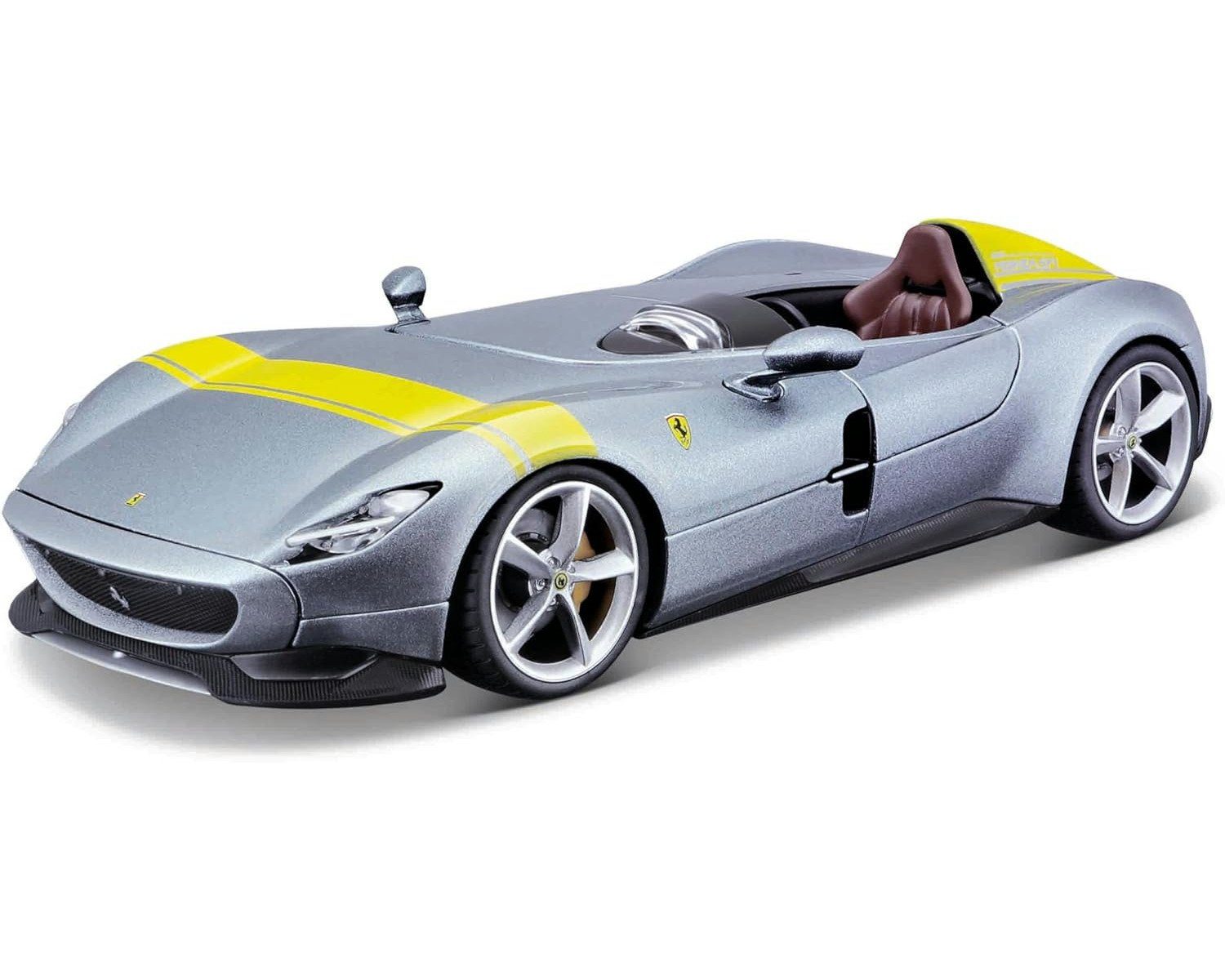 Bburago Modellauto Ferrari Monza SP1 Signature Edition (silber), Maßstab 1:43, in Sammler-Acrylbox