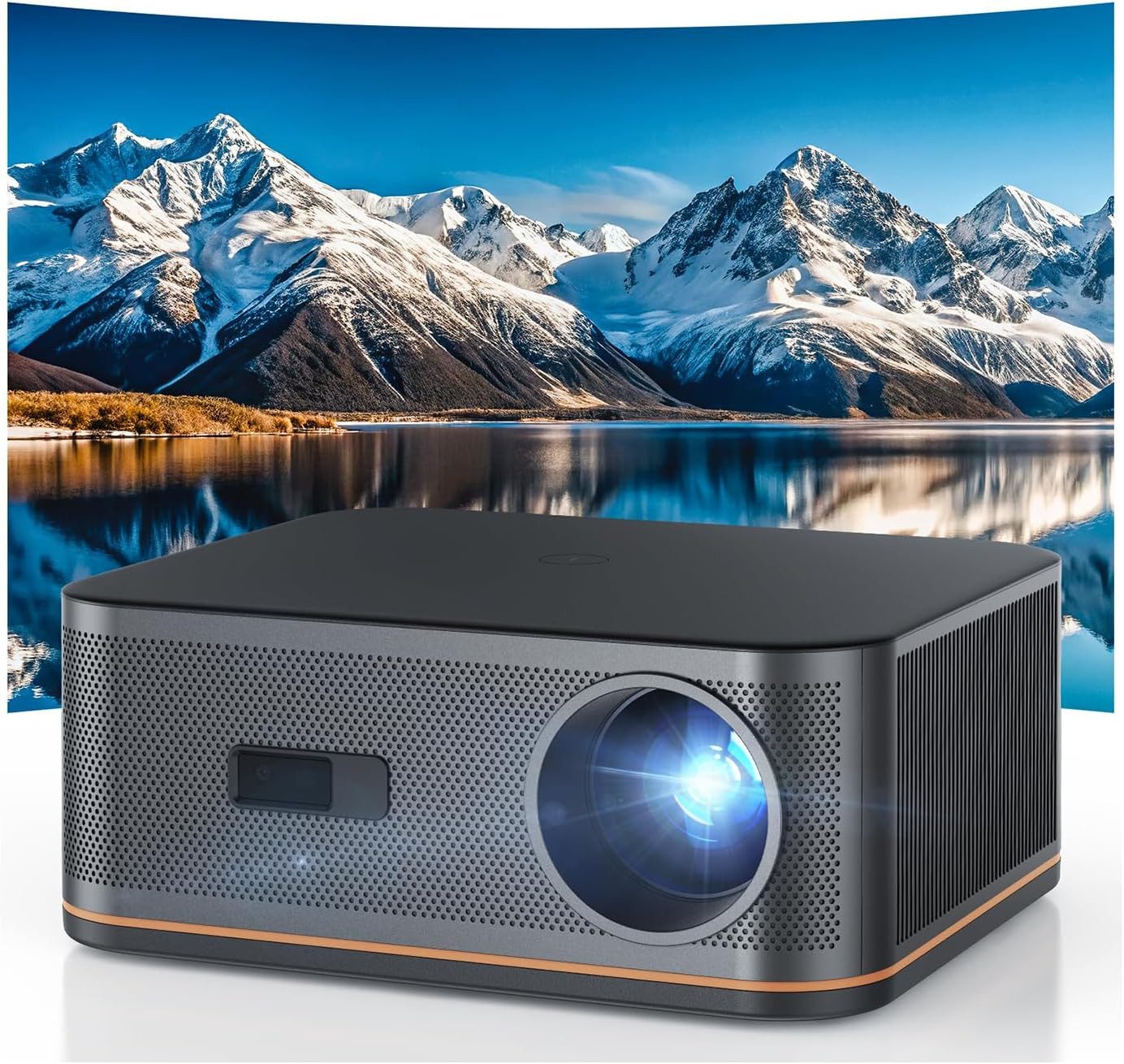 HOPVISION LED-Beamer (3840 x 2160 px, 6D-Trapezkorrektur, Wi-Fi 6, Bluetooth 5.2, 300 Zoll)
