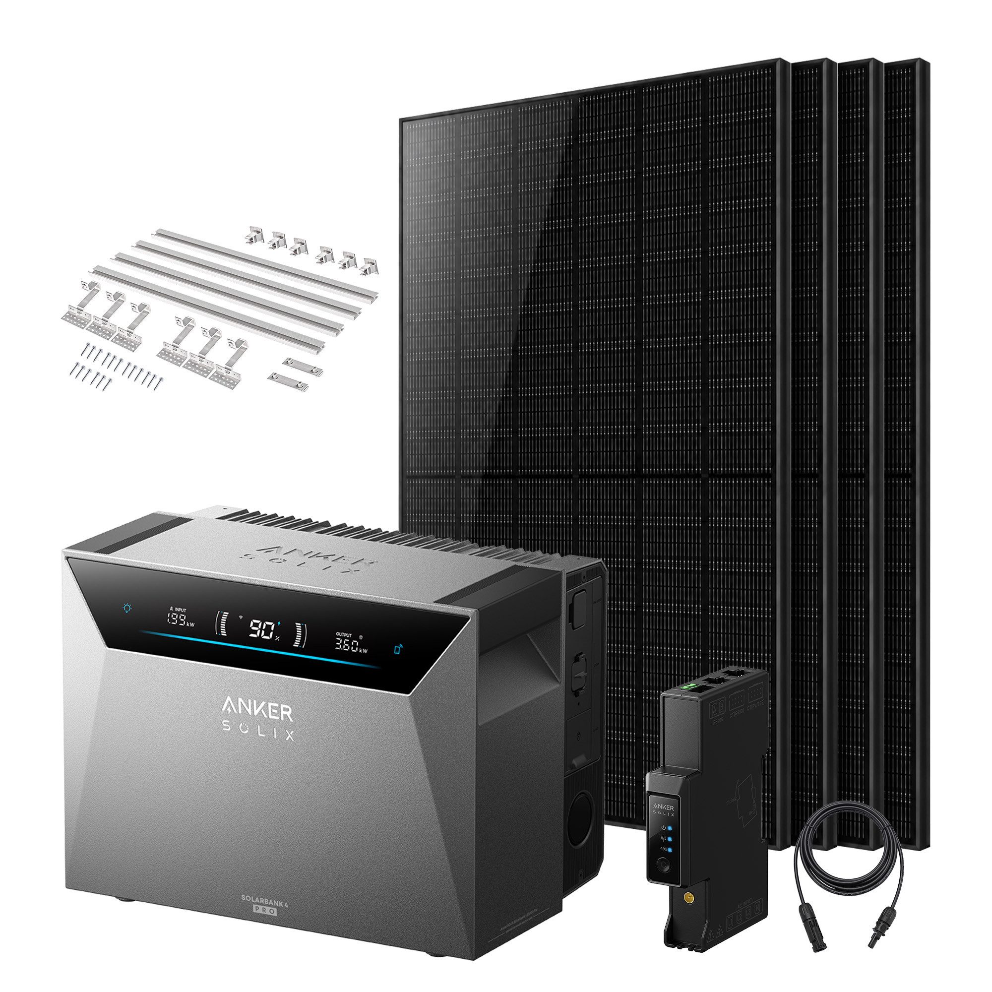SolarMars Balkonkraftwerk 2000W mit Speicher inkl. Anker Solix Solarbank 2/3/4 Pro