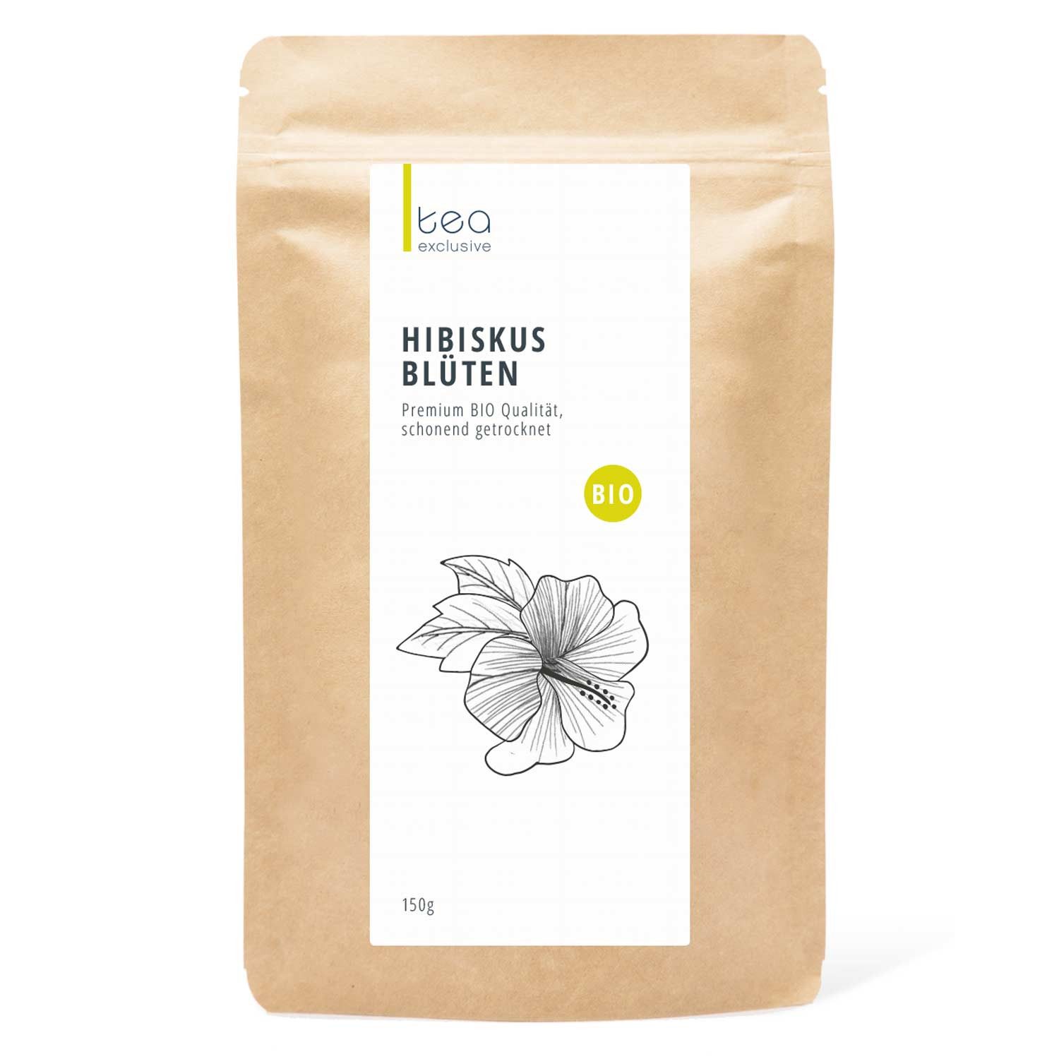 tea exclusive Tee Hibiskusblüten Tee, BIO, 150g, sehr fruchtig und aromatisch mit einer angenehmen, charakteristischen