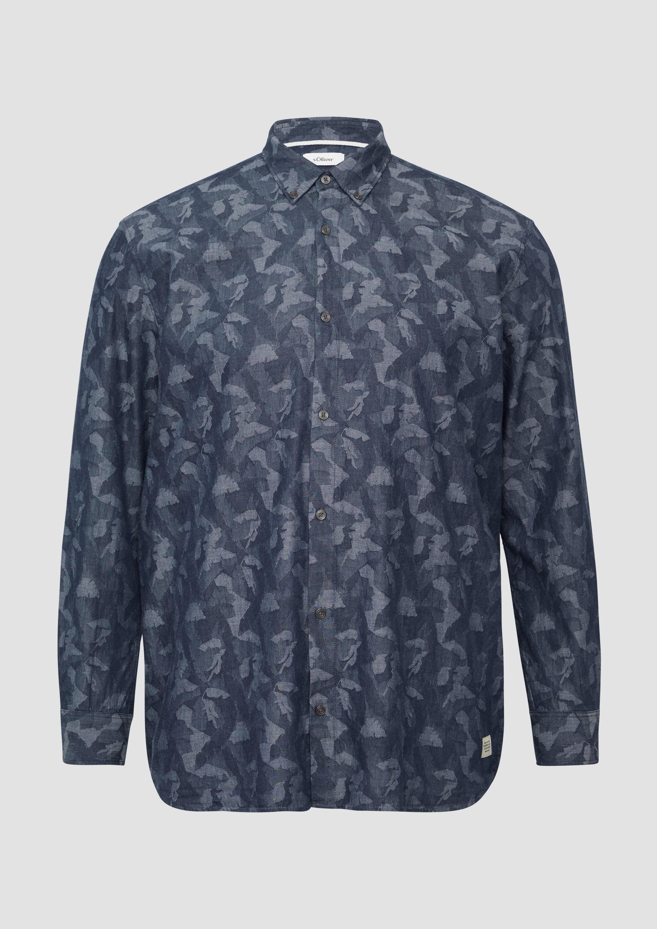 s.Oliver Langarmhemd Hemd Regular Fit: Leichtes Jacquard-Hemd mit Button-Down-Kragen