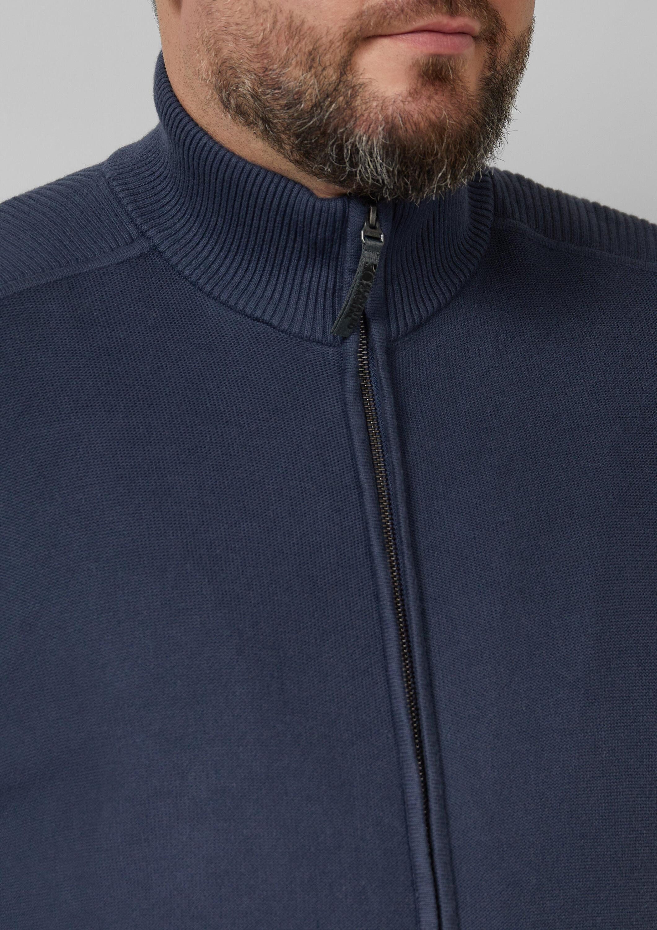 s.Oliver Cardigan Strickjacke Strukturmix-Strickjacke aus Baumwolle mit Stehkragen