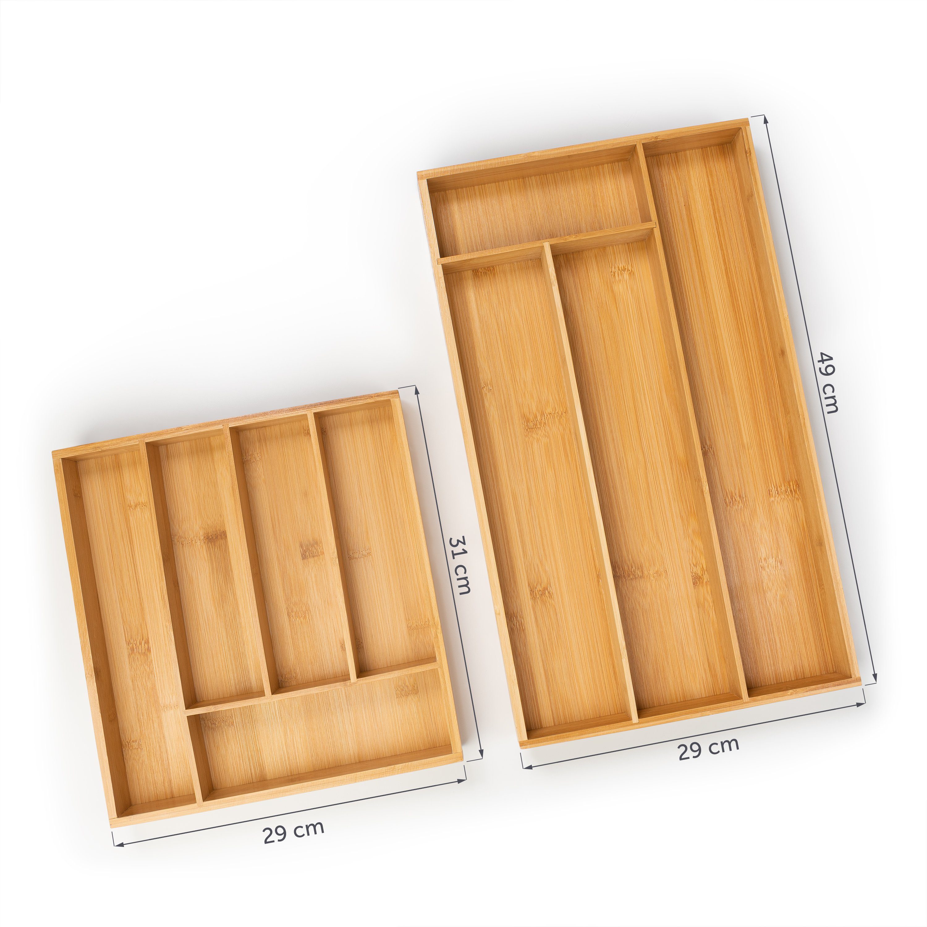Fächern Küchenschubladen 4 für für IKEA als und Besteckkasten Besteck Besteckkasten - Haushaltsartikel), 5 Schubladen für Einlagen Blumtal oder Besteckeinsatz Maximera leicht Bambus passend abwischbar, (mit Organizer