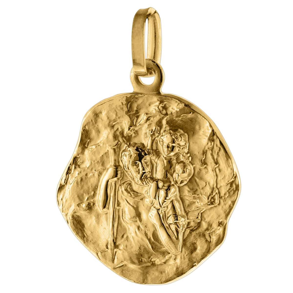 trendor Runder Anhänger 75256, Christophorus Gold 585 (14 Karat) Ø 16 mm