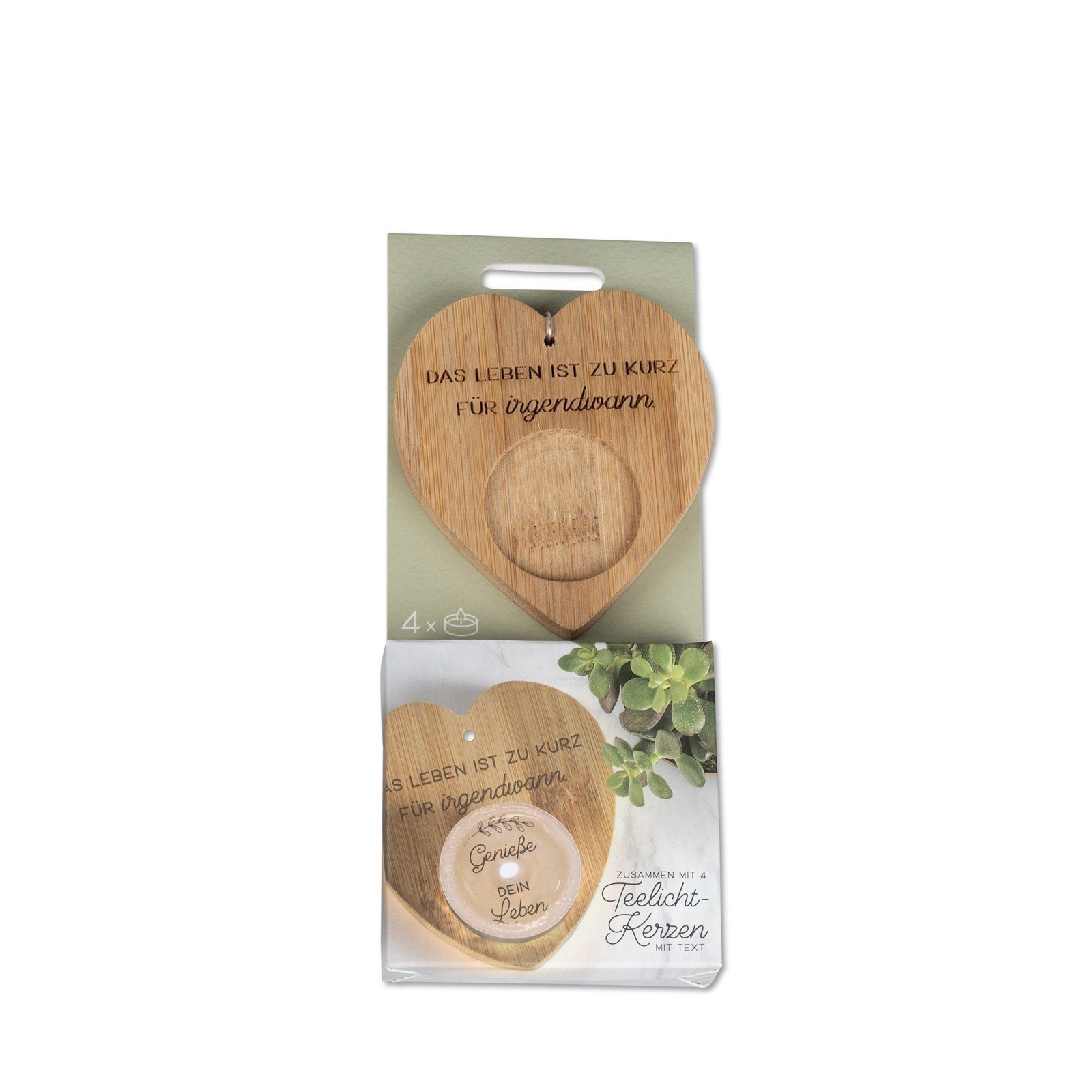 formano Teelichthalter Teelichthalter mit Spruch (Set, 5 St., 1 Teelichthalter und 4 Teelichter mit Überraschungsspruch), Kerzenständer