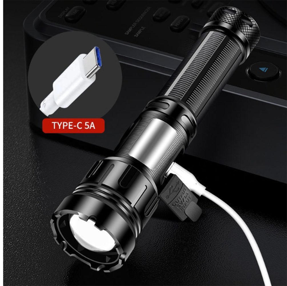 Housruse LED Taschenlampe Multifunktions LED Taschenlampe,P50+COB  Taschenlampe mit starkem Licht, Typ-C-Lade-Außenzoom-Langstrecken- Taschenlampe