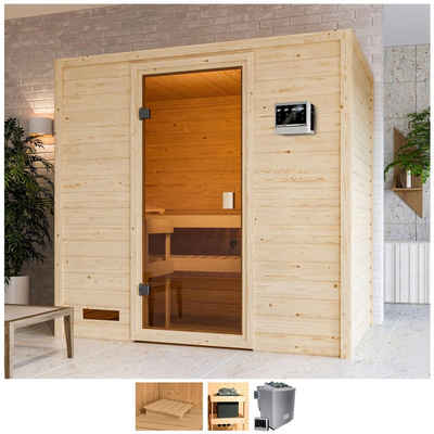 welltime Sauna »Sunie«, BxTxH: 195 x 145 x 187 cm, 38 mm, 4,5-kW-Bio-Ofen mit ext. Steuerung
