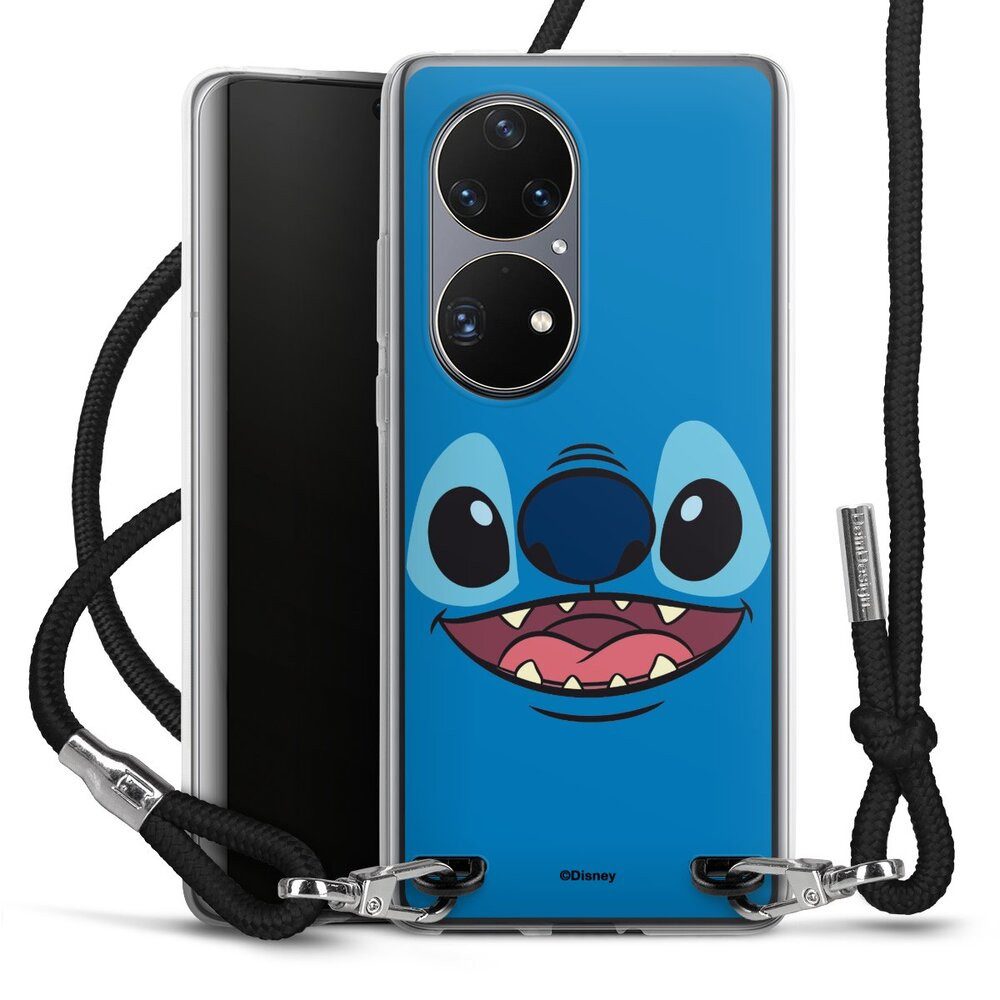 DeinDesign Handyhülle Lilo & Stitch Disney Offizielles Lizenzprodukt Stitch Closeup, Huawei P50 Pro Handykette Hülle mit Band Case zum Umhängen