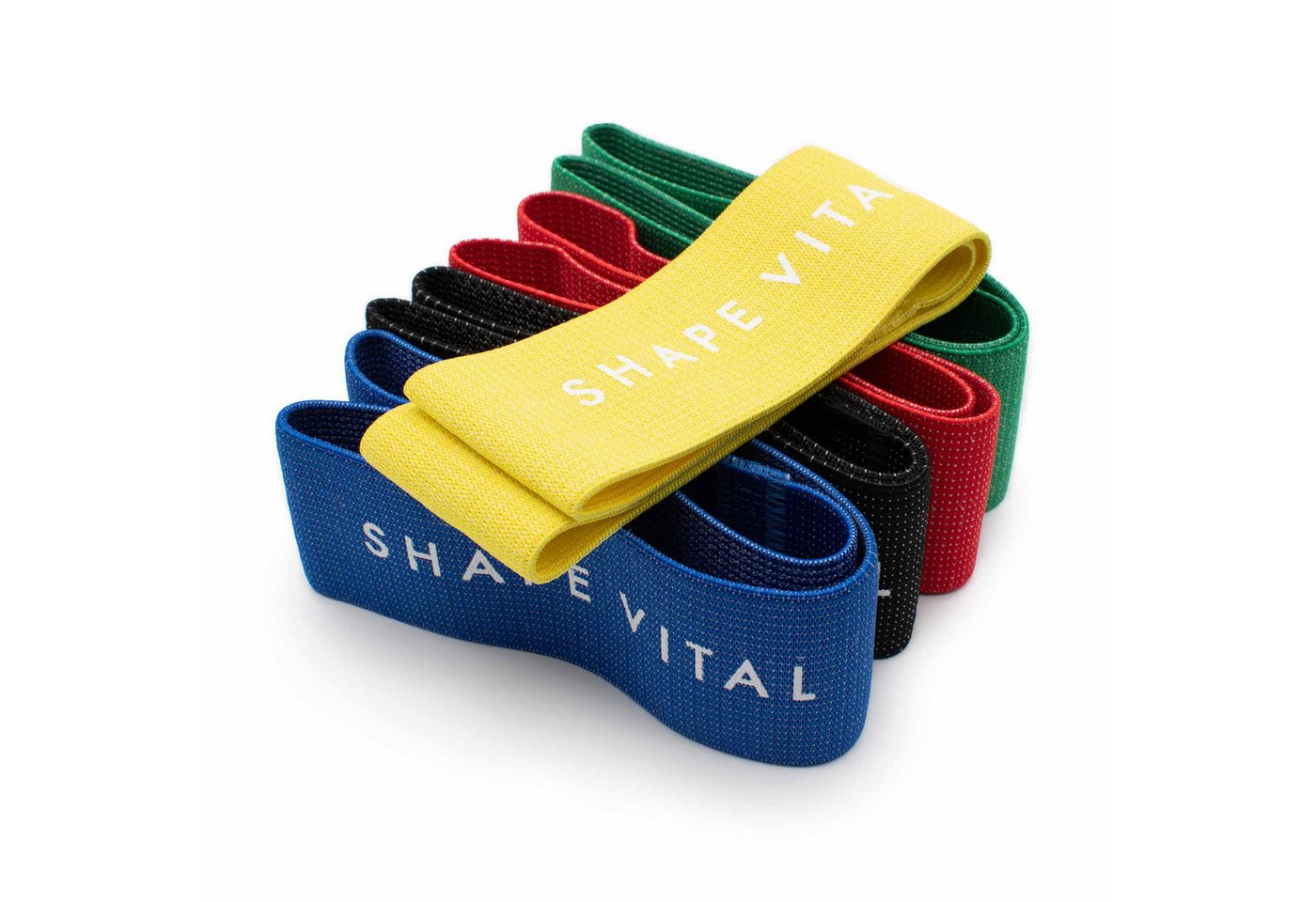 shapevital.de Trainingsbänder Fitnessbänder Loops für effektives Training 5-teilig (inkl. Tasche), aus hautfreundlichen Textilfasern, geeignet für alle Fitnesslevels