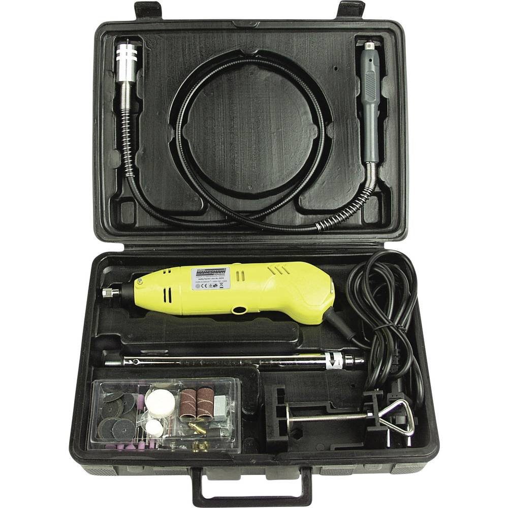 Brüder Mannesmann Werkzeuge Elektro-Multifunktionswerkzeug Schnellschleif-Gerät, mit biegsamer Welle, Stativ, M92571, mit Zubehör, inkl. Koffer