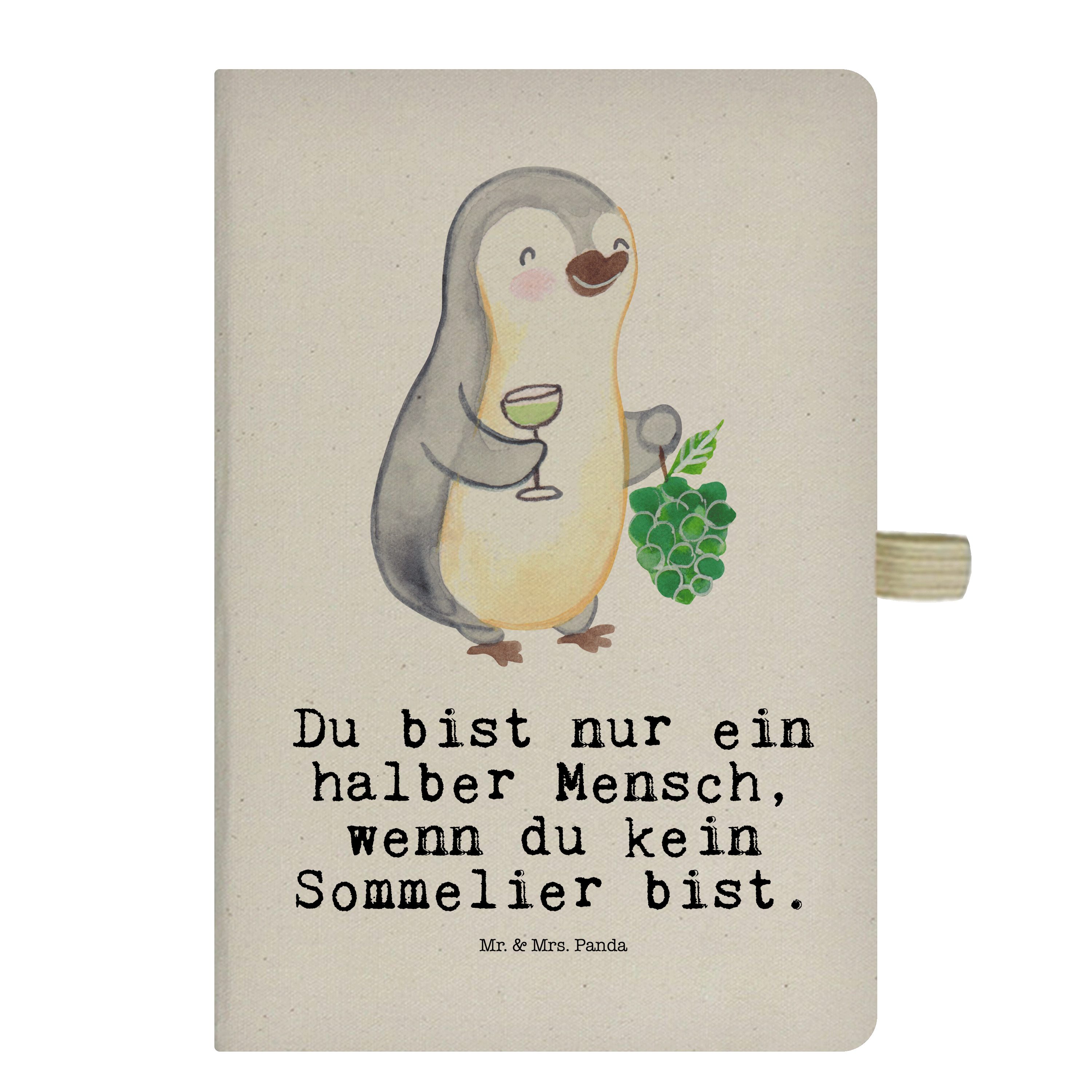 Mr. & Mrs. Panda Notizbuch Sommelier mit Herz - Transparent - Geschenk, Notizblock, Skizzenbuch, Mr. & Mrs. Panda