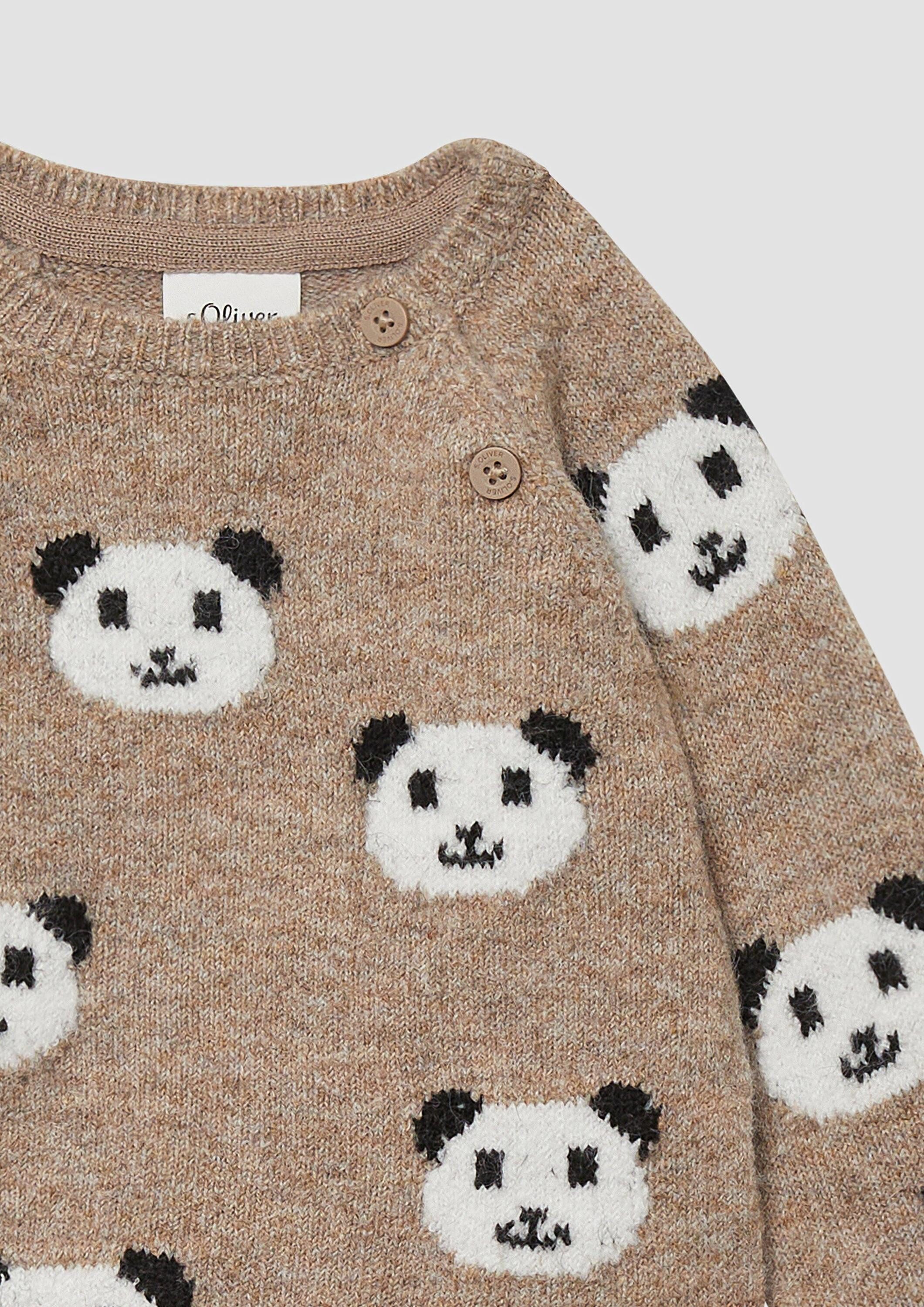 s.Oliver Longpullover Strickpullover Unisex Strickpullover mit Bärchen-Motiven
