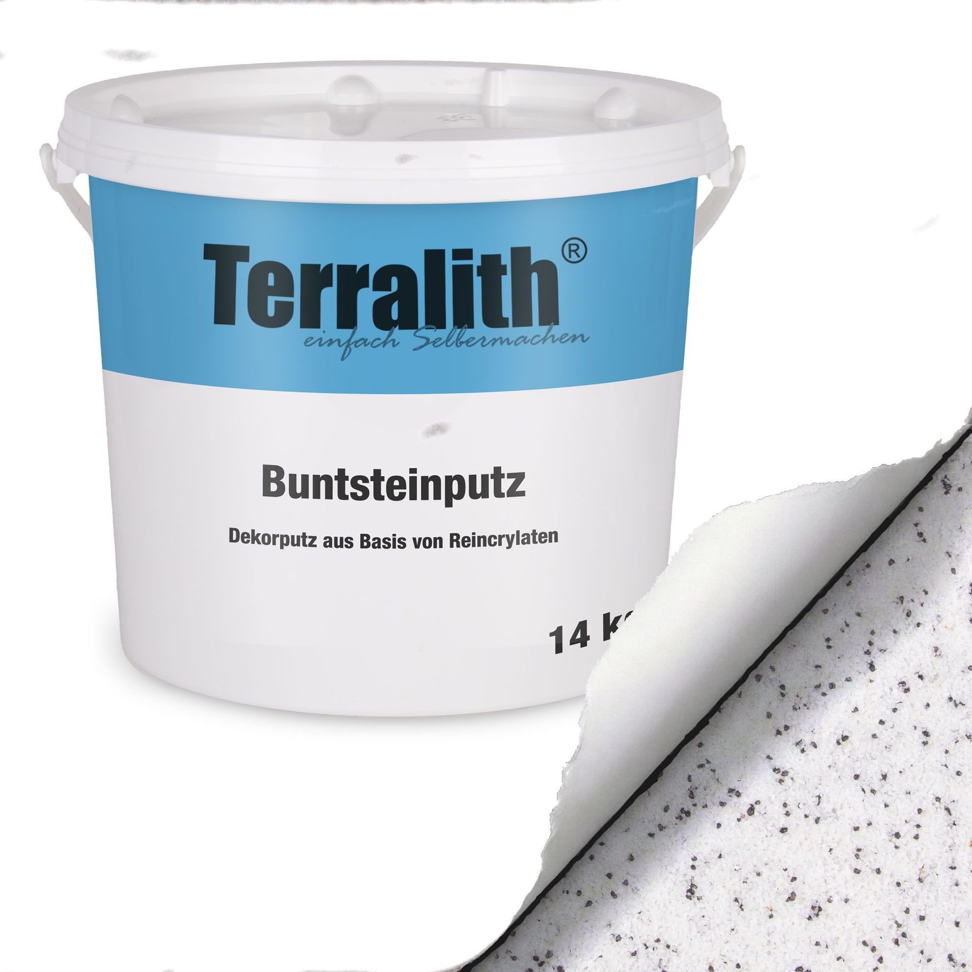 Terralith® Kunstharzputz Buntsteinputz Mosaikputz 1mm -14 kg- BSP1001 (Eimer, Verarbeitungsfertig) Dekorationsputz aus Marmor-Granulat bzw. eingefärbter Körnung