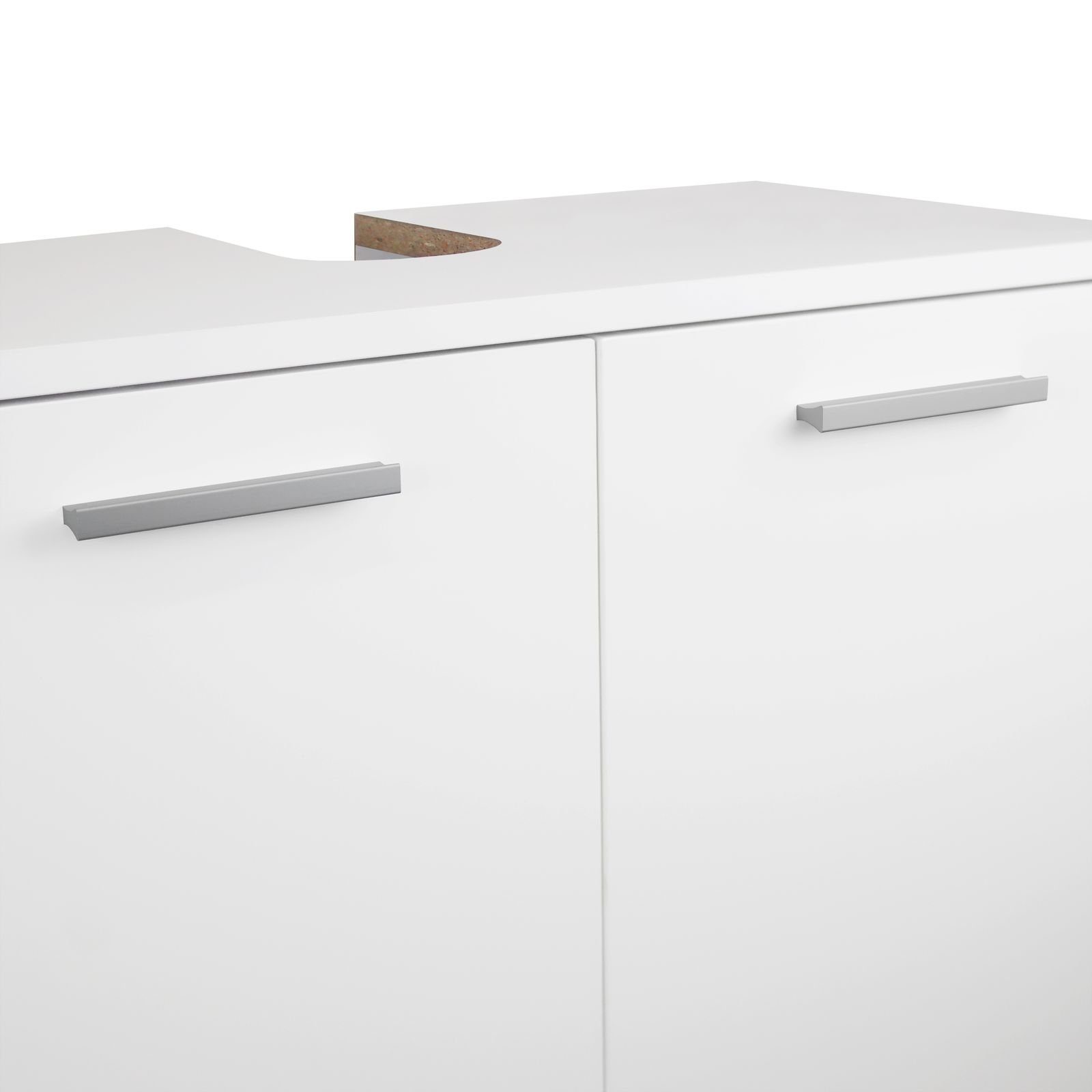 Waschbeckenunterschrank weiß,glänzend, "Elsa", Stabilo 60x33x58cm Sanitär Waschtischunterschrank 2-türig
