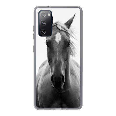 MuchoWow Handyhülle Pferd - Tier - Schwarz - Weiß, Phone Case, Handyhülle Samsung Galaxy S20 FE, Silikon, Schutzhülle