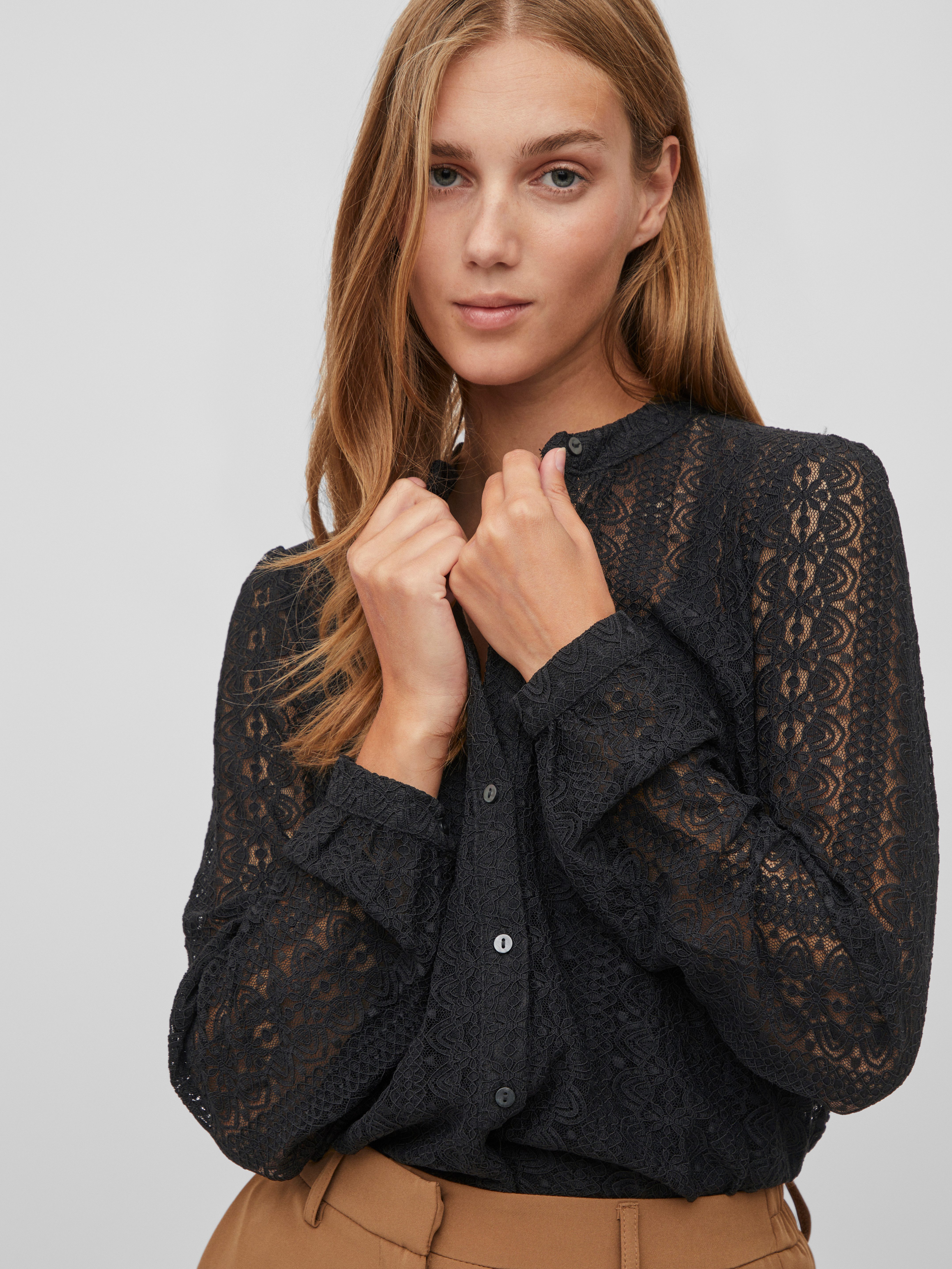 Vila Blusenshirt VICHIKKA LACE L/S SHIRT- NOOS