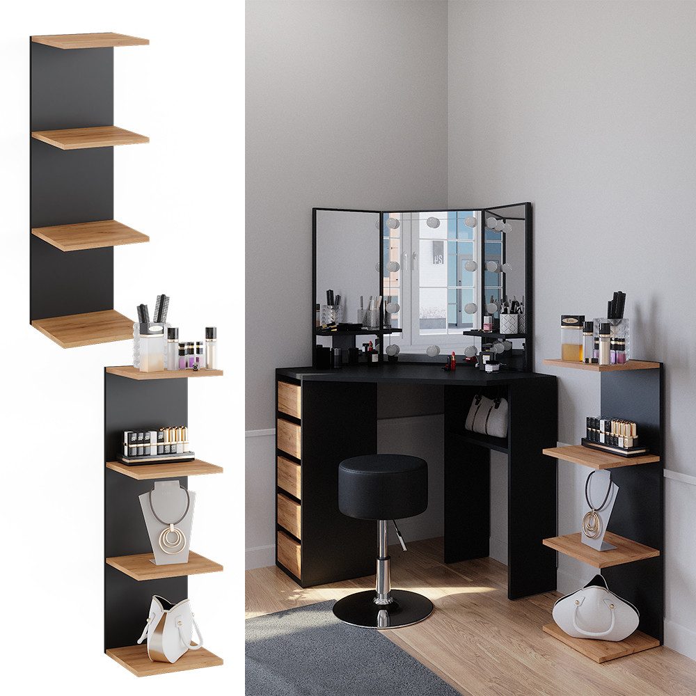 Vicco Bücherregal Paolo, Anthrazit/Goldkraft Eiche, 30 x 95 cm günstig online kaufen