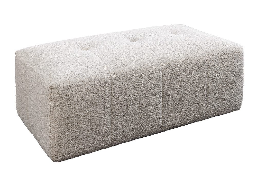 riess-ambiente Fußhocker ROYAL 120cm champagner beige - Bouclé, Federkern, Ziersteppung (Einzelartikel, 1 St), gepolsterter Sitzhocker - ideal für Ankleide, Garderobe & Wohnzimmer