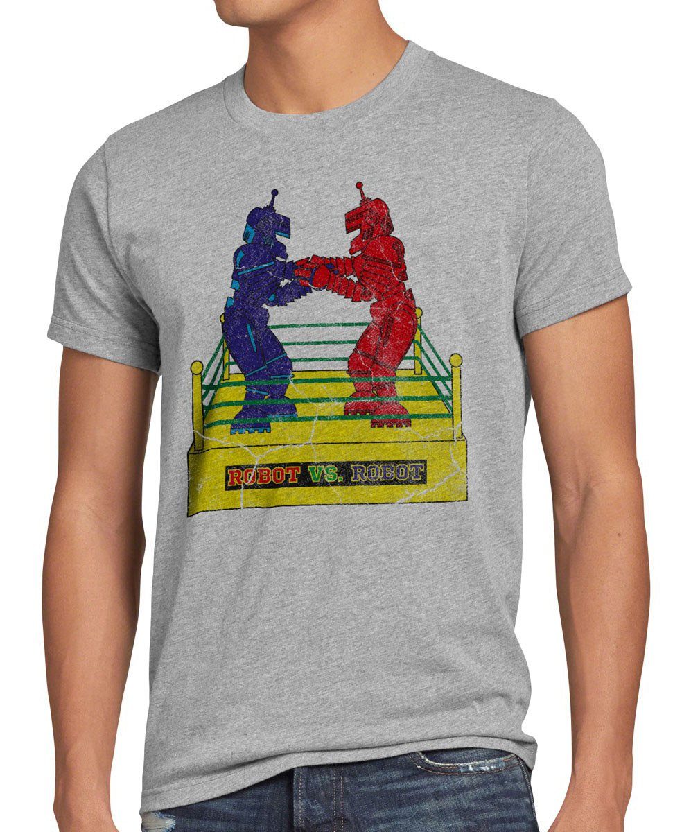 Print-Shirt style3 meliert Robot T-Shirt Herren em boxen bang sheldon grau Roboter rock spiel big Cooper Theory