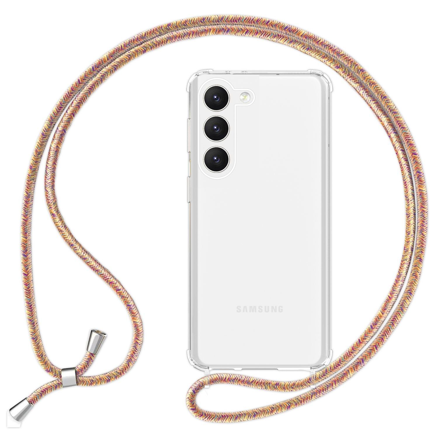 Nalia Backcover Samsung Galaxy S23 15,5 cm (6,1 Zoll), Klare Hybrid Hülle mit Kette / Schutzhülle zum Umhängen / Handyband