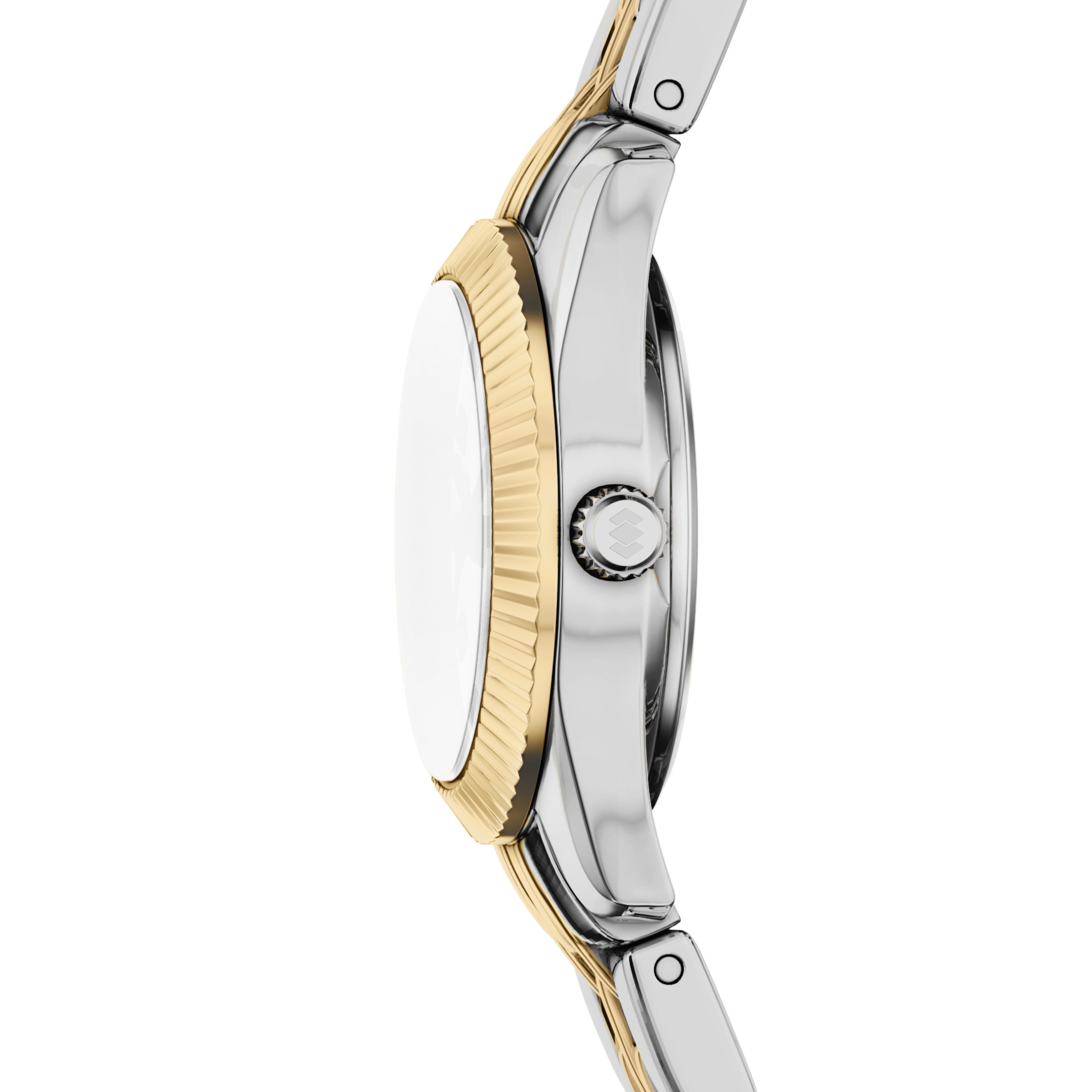 Fossil Quarzuhr Scarlette ES5473, Armbanduhr, Damenuhr, Edelstahlarmband, analog, Glassteine