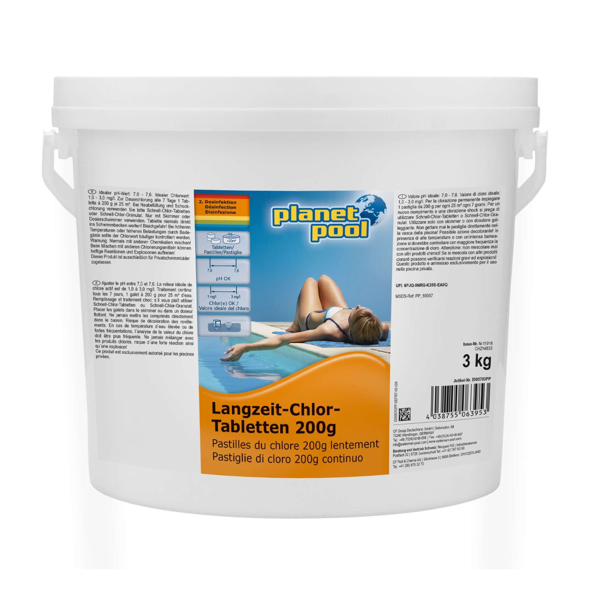 Planet Pool Poolpflege Planet Pool Langzeit-Chlor Tabletten 200 g, 3 kg -