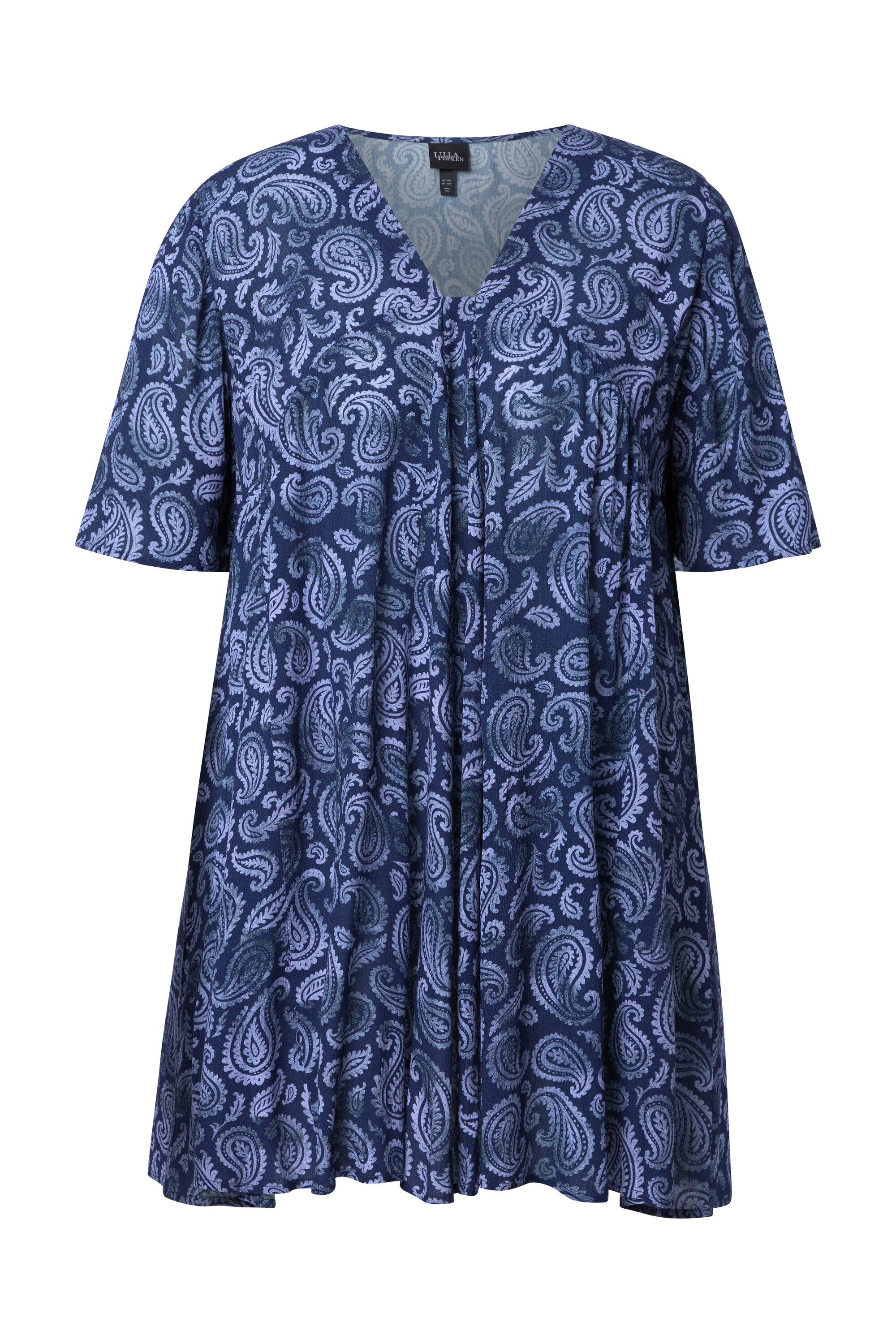 Ulla Popken Tunika Bluse Tiermuster A-Linie Carré-Ausschnitt Halbarm günstig online kaufen