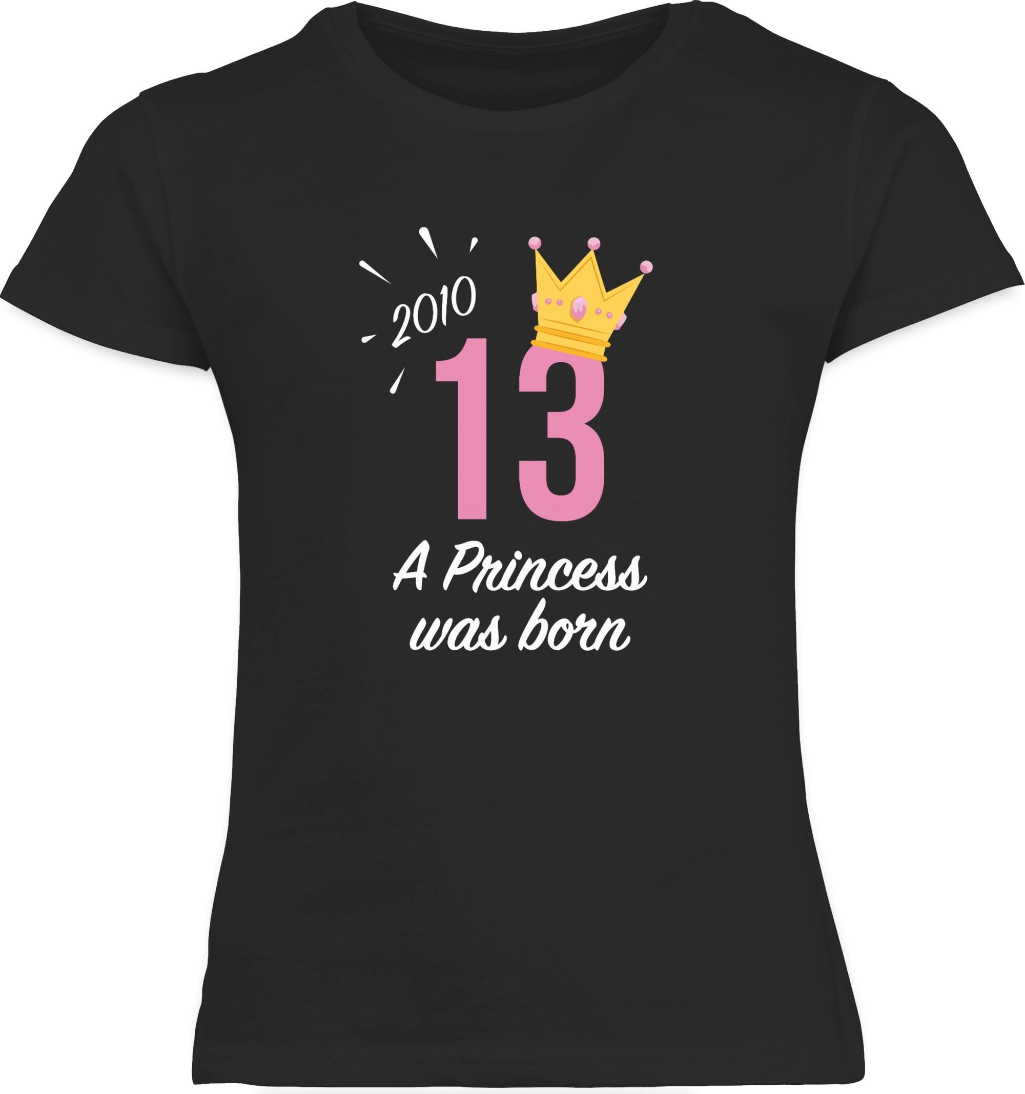 Princess 13. 2010 Dreizehnter T-Shirt 1 Mädchen Schwarz Geburtstag Shirtracer
