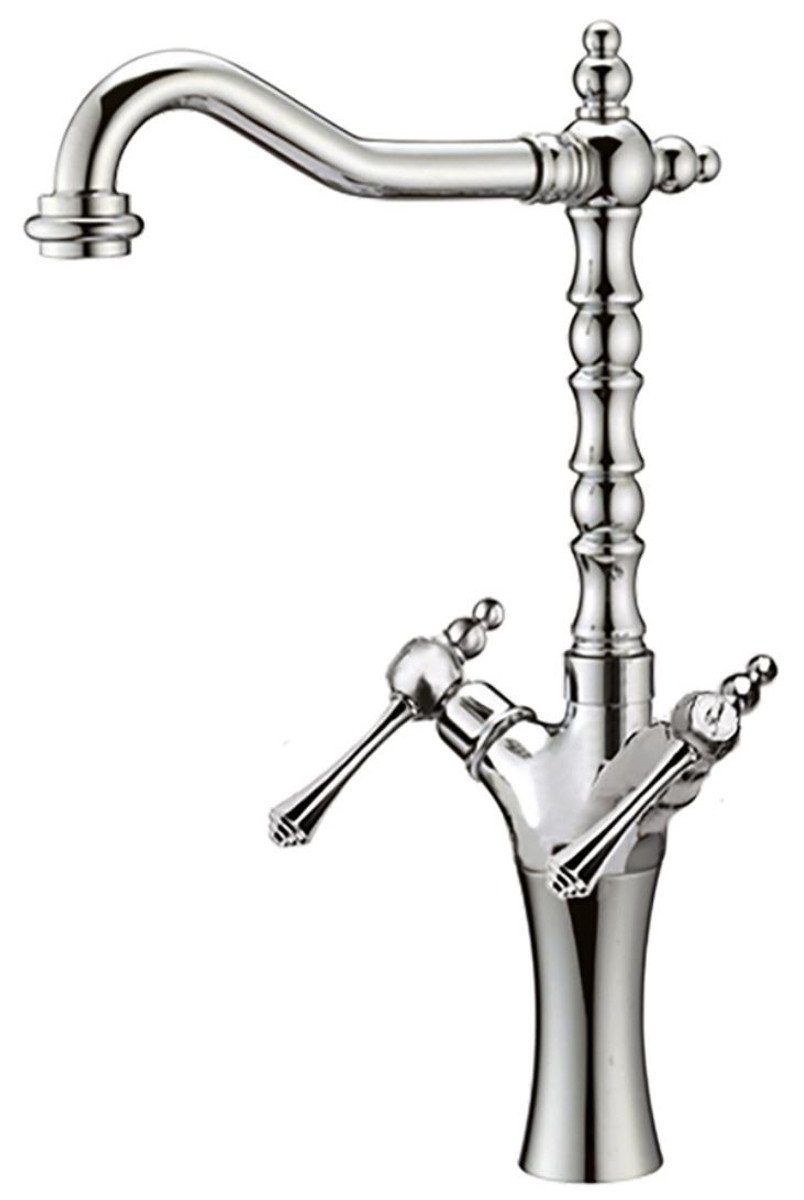 Casa Padrino Waschtischarmatur Jugendstil Retro Waschtisch Armatur Silber H. 47,5 cm - Waschbecken Armatur Made in Italy