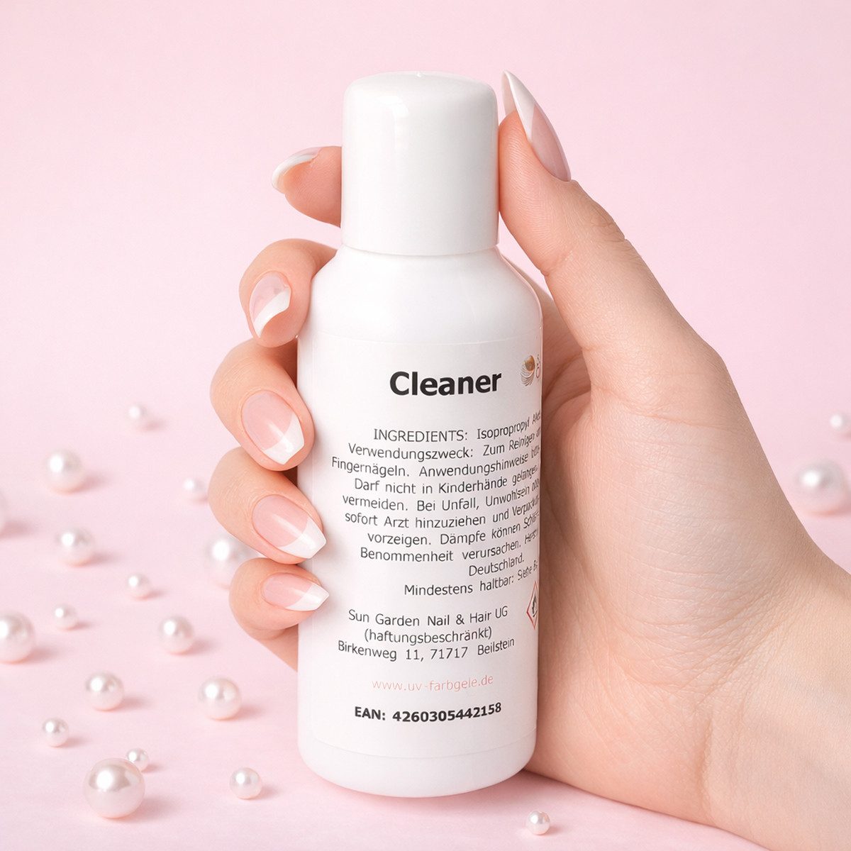 Sun Garden Nails UV-Gel Nailset mit Aufbaugel Natural Nude 30ml-Primer-Cleaner 100ml, 3-tlg., natürlich nude farbiges Gel deckt perfekt alle Unebenheiten ab