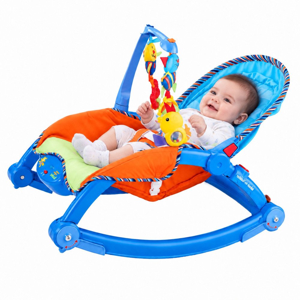 LEAN TOYS Babywippe Schaukelsitz Babyliege Spielbogen (1-tlg), 3 Neigungspositionen, 3-Punkt-Gurt, Spielbügel