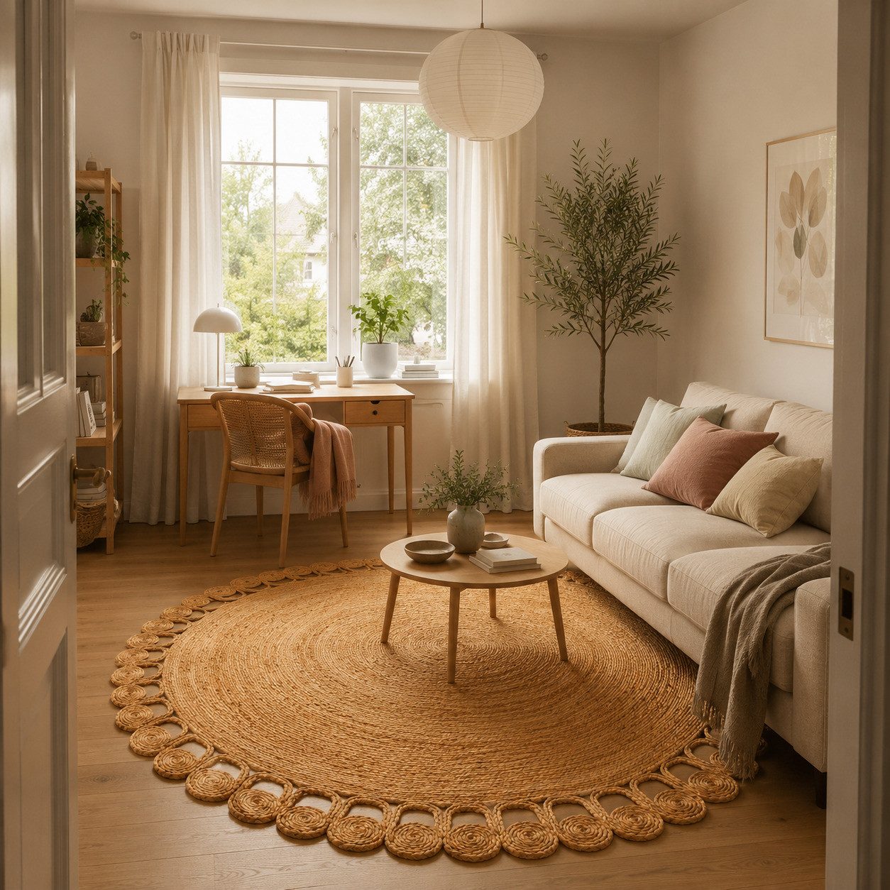 Pergamon Sisalteppich Naturfaser Teppich Jute Salsa Natur Boho Rund, Rund, Höhe: 12 mm
