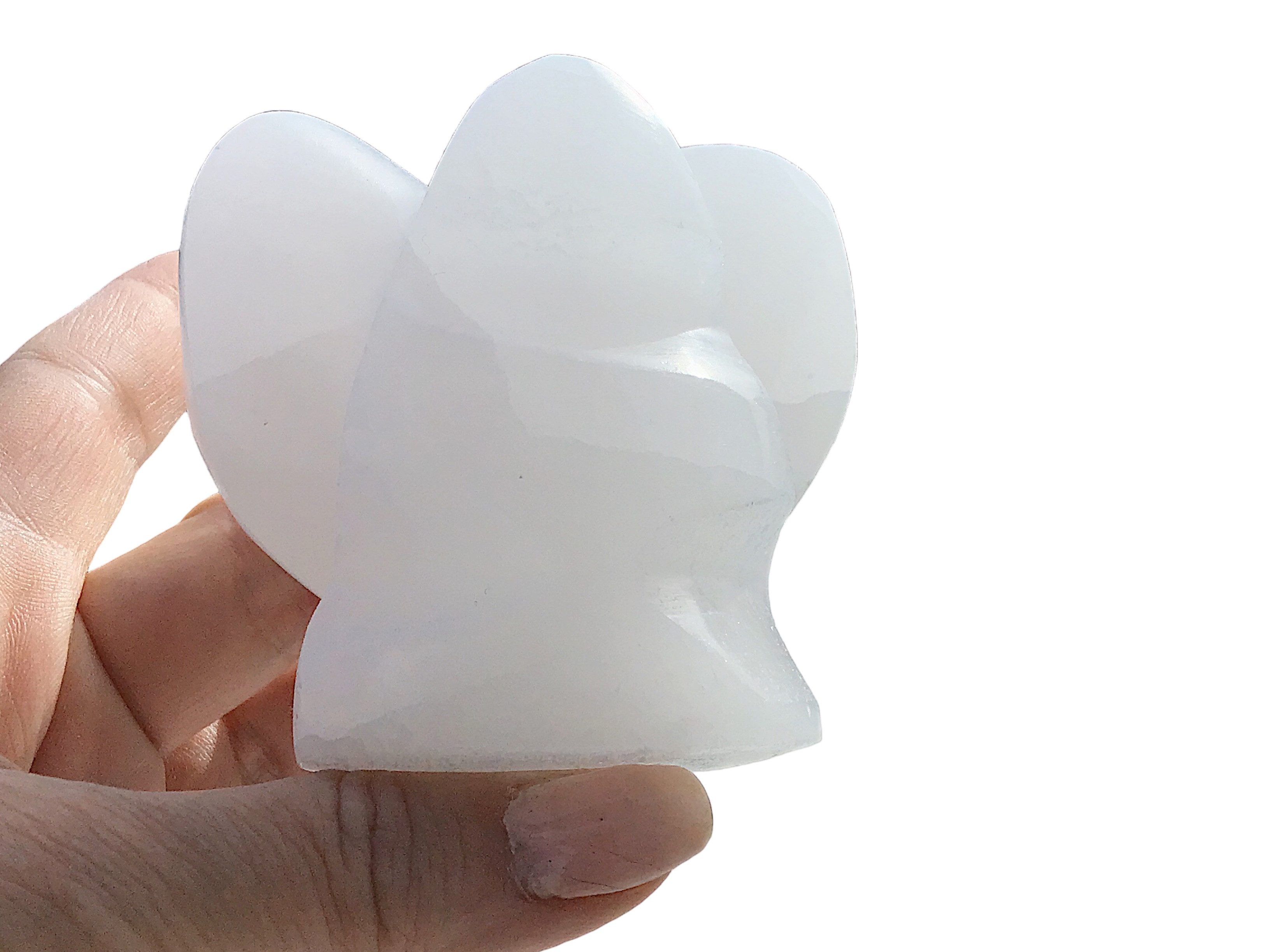 Steinfixx® Skulptur Moderner Selenit Schutzengel, 70x70x50 mm, 290 Gramm (Ladestein Heilstein, 1 St., Schutz der Familie), gegen negative Energien