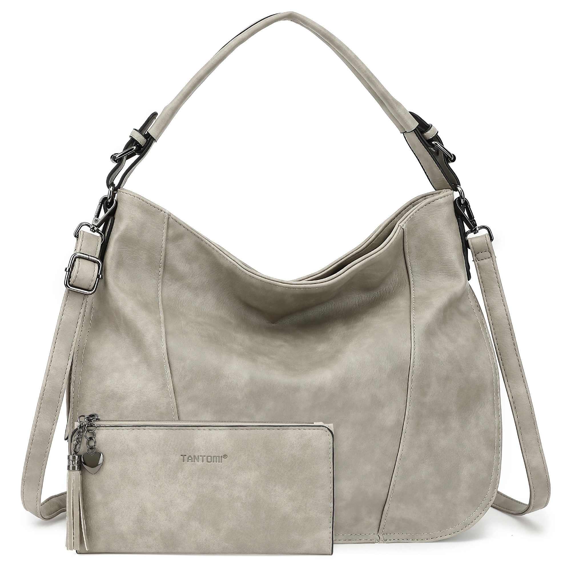 TAN.TOMI Handtasche 2-Tlg Damen Shopper - Set Vegan Handtasche Schultertasche, Mit abnehmbarem Schultergurt für Einkauf Büro Reise Schule