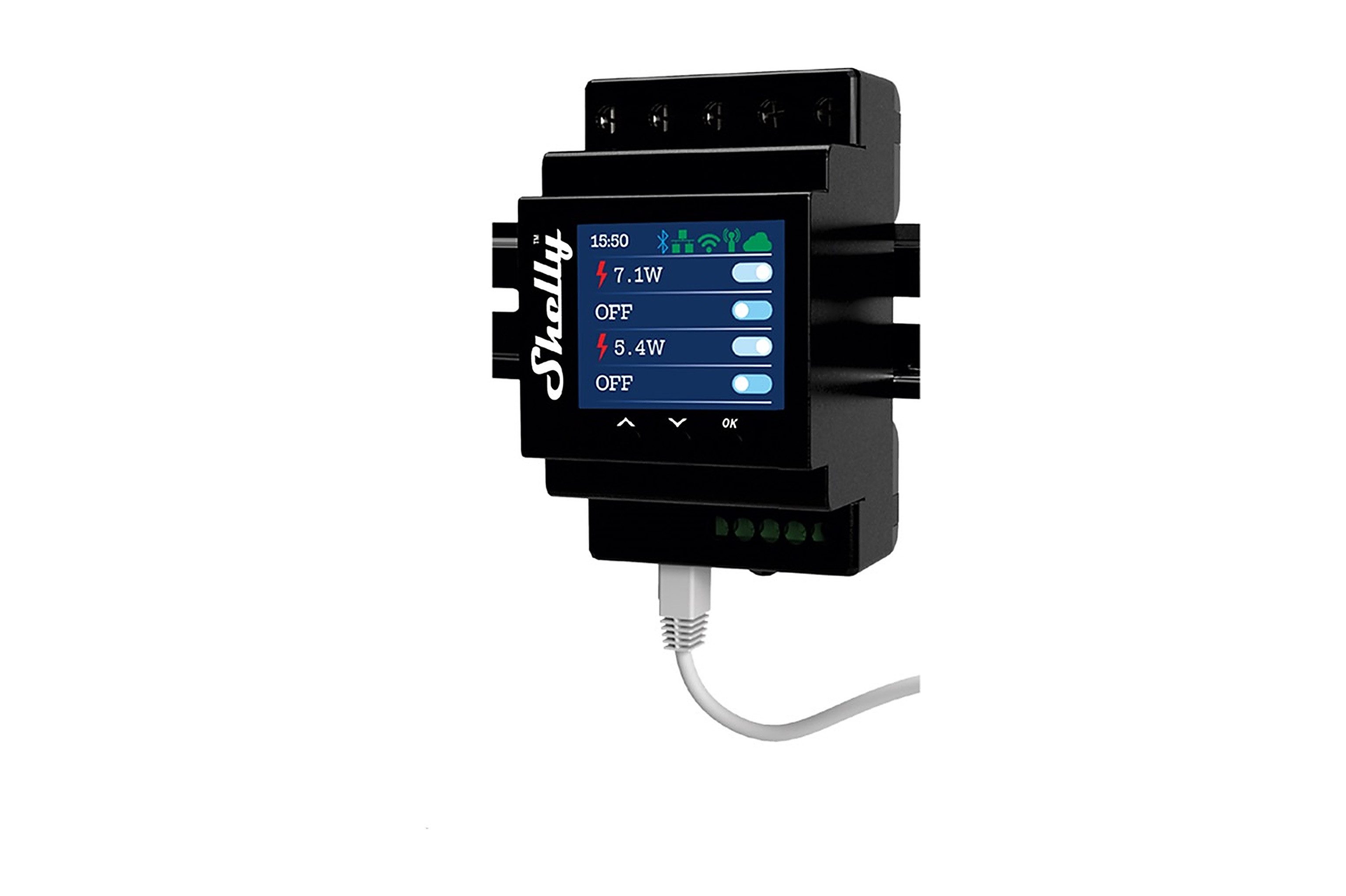 Shelly Solarmodul Shelly Pro 4PM Professioneller 4-Kanal-DIN-Schalter mit Energiemessung, (Packung, Umfangreiches Zubehör enthalten), Schaltet und misst 4 Stromkreise mit bis zu 16 A je Kanal