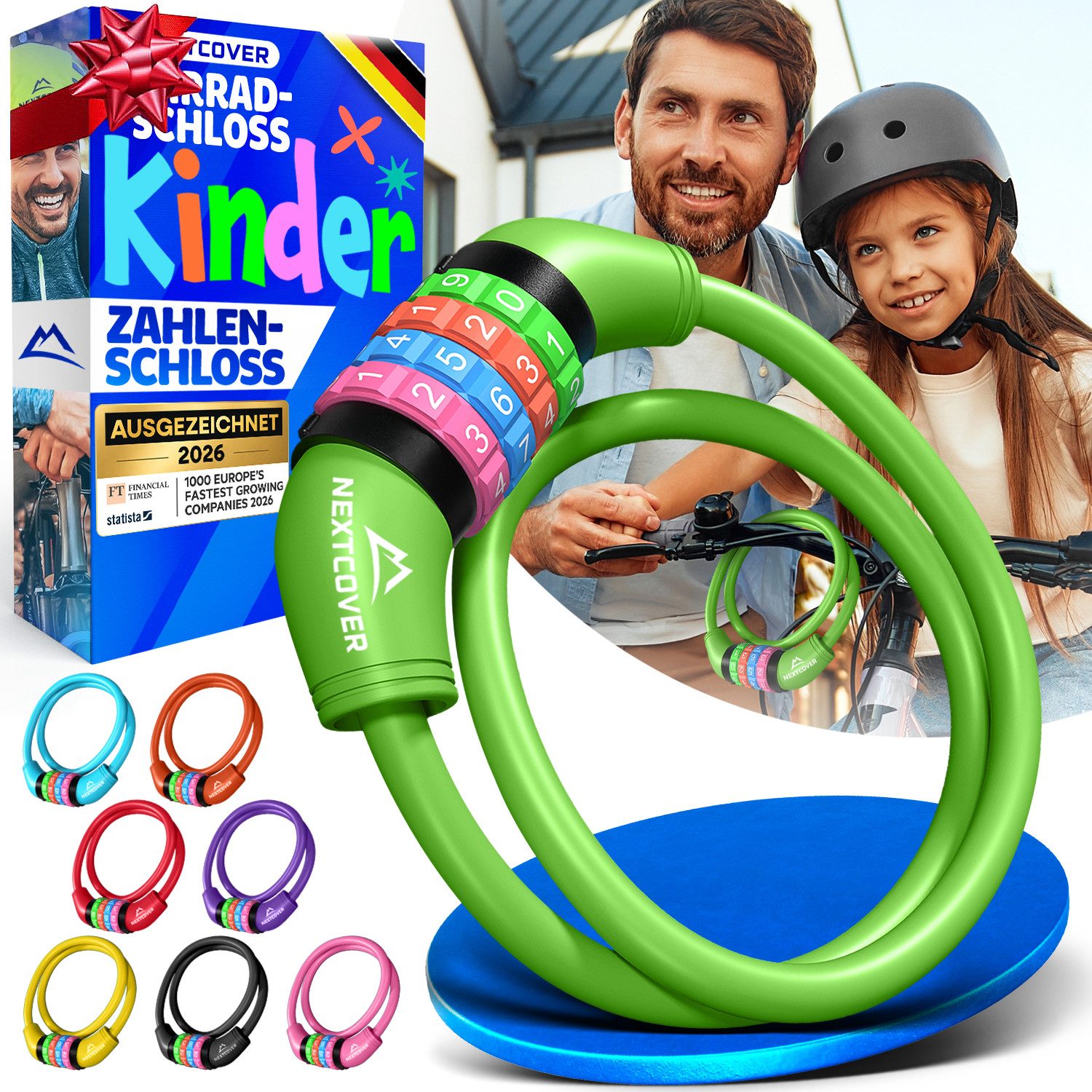 Nextcover Zahlenkabelschloss NEXTCOVER® Fahrradschloss Kinder mit 4-stelligem Zahlencode