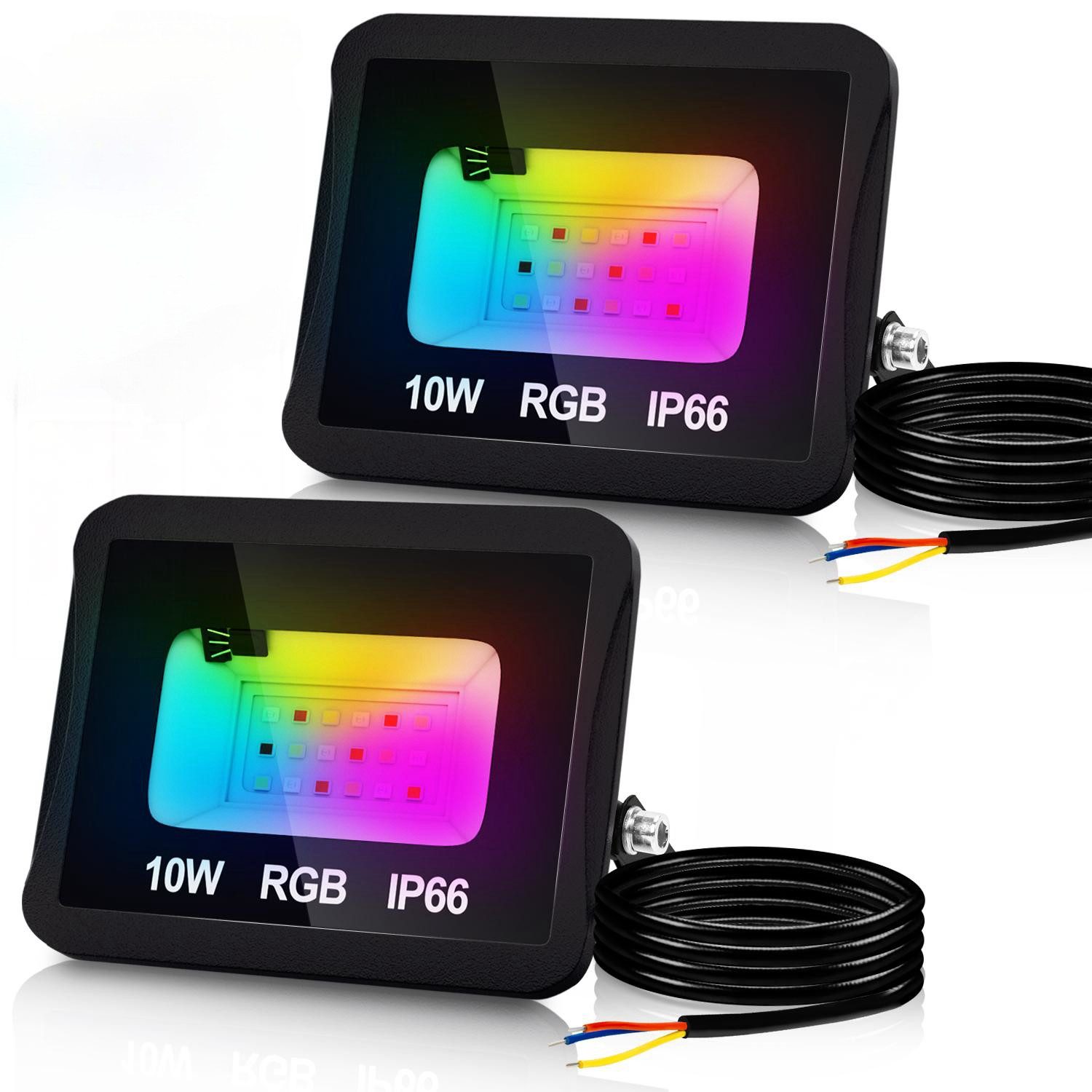 LED Flutlichtstrahler 2x10W LED Flutlichtstrahler RGB LED Strahler mit Fernbedienung