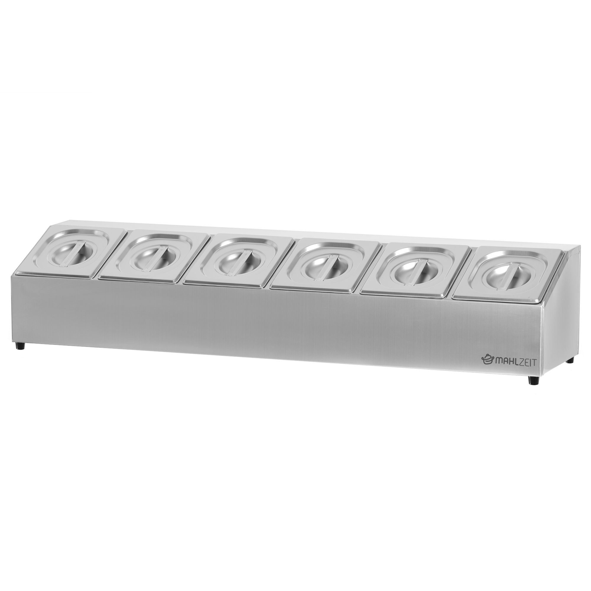 Mahlzeit Aufbewahrungssystem Edelstahl Zutatenbehälter, 6 x 1/6 GN Behälter mit Gummifüße, Edelstahl