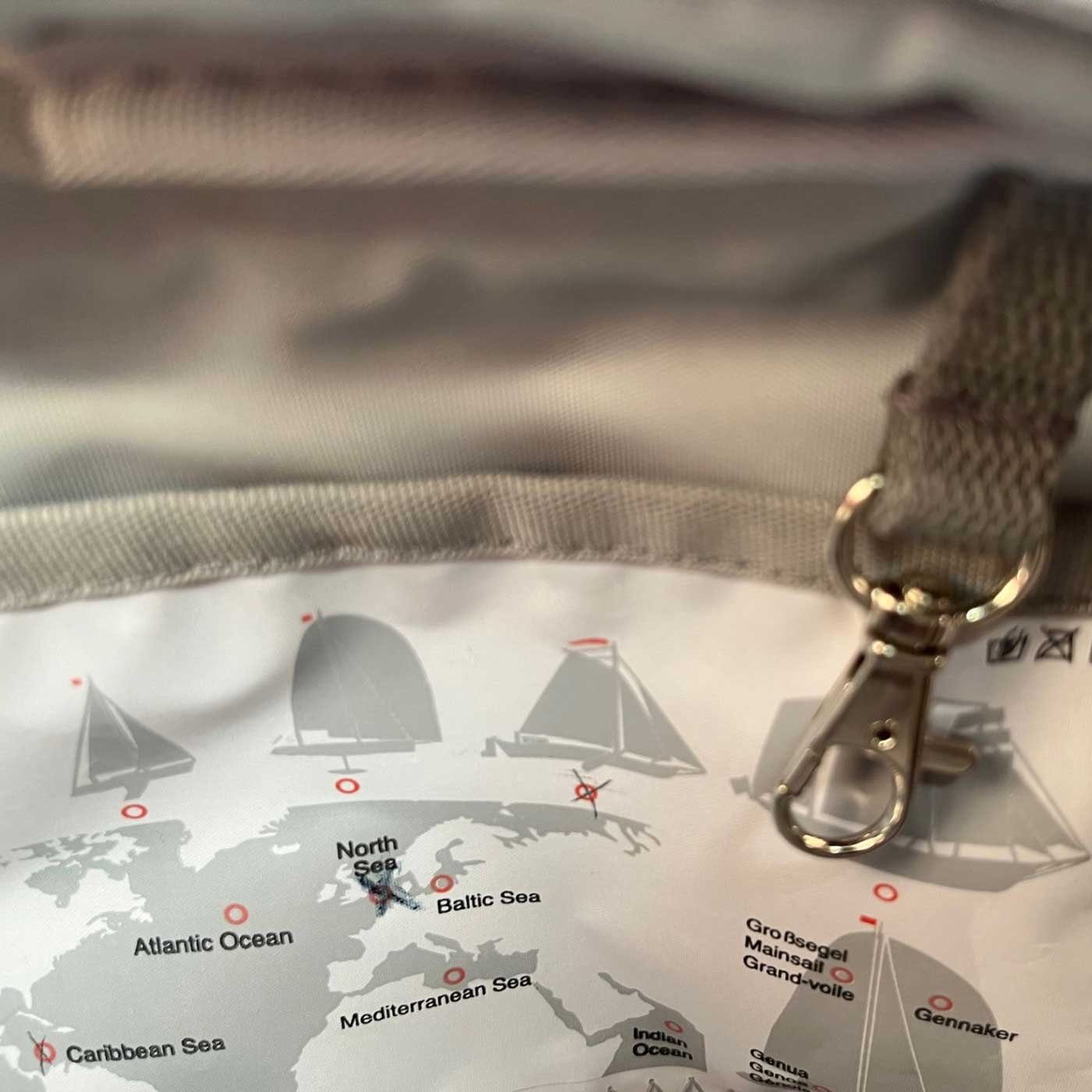 360Grad Umhängetasche Handtasche Fender Segeltuch weiß-blau