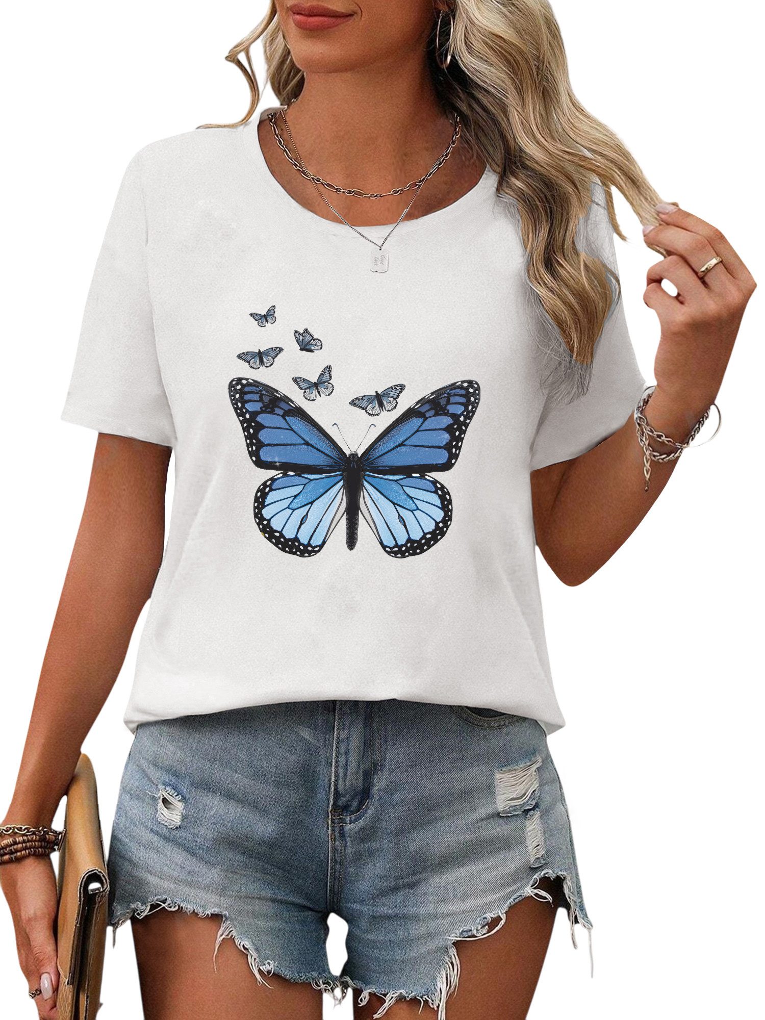 PYL Rundhalsshirt Damen Sommershirt Kurzarm mit günstig online kaufen