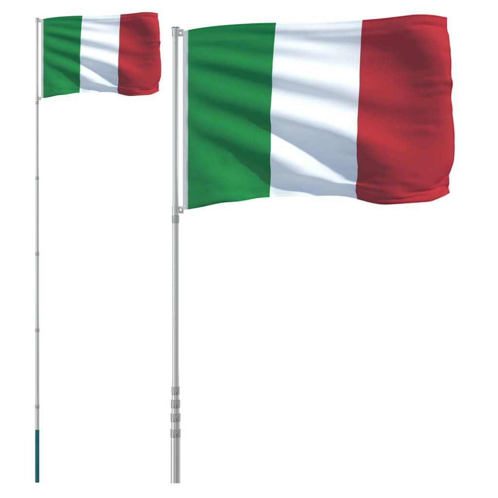 Flagge Flagge Italiens mit Mast 5,5 m Aluminium