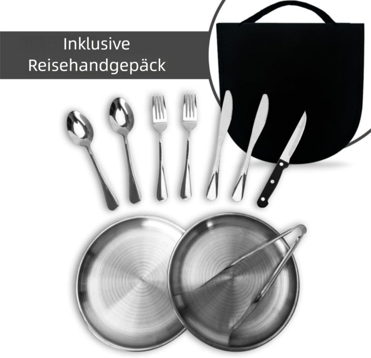 VEKROBOT Besteck-Set Outdoor Set Leichtes Besteck für Camping Picknick Komplettausstattung (1-tlg), 1 Personen, Außerhaus Geschirrset für Camping