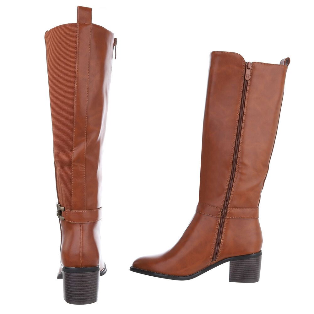 Ital-Design Damen Elegant Stiefel (88460443) Blockabsatz Stiefel in Camel