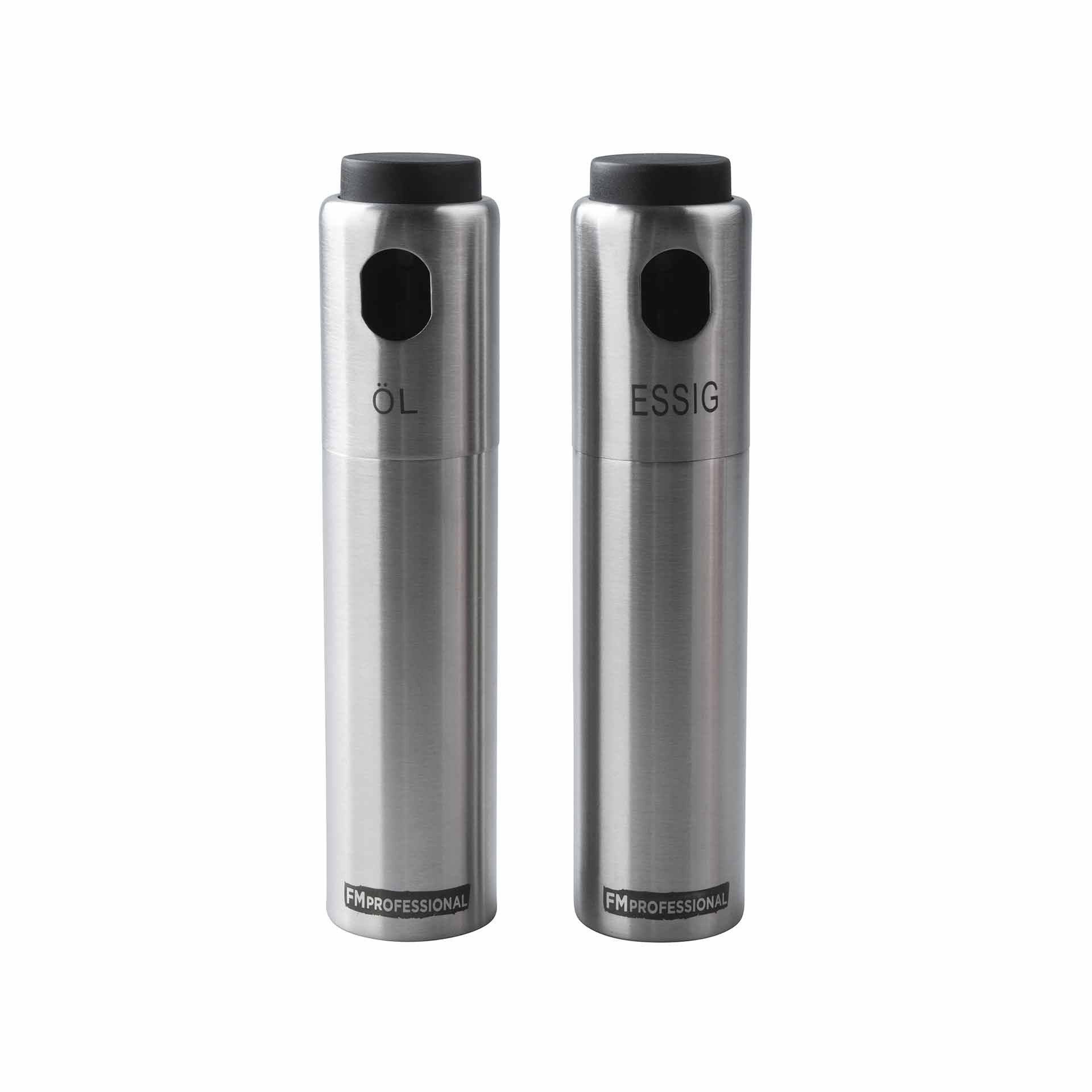 FMprofessional Menage-Set Essig- & Ölsprüher Set aus Edelstahl, (Set, 2-tlg), präzise Dosierung für kulinarische Highlights, ideal für Küche & Grill