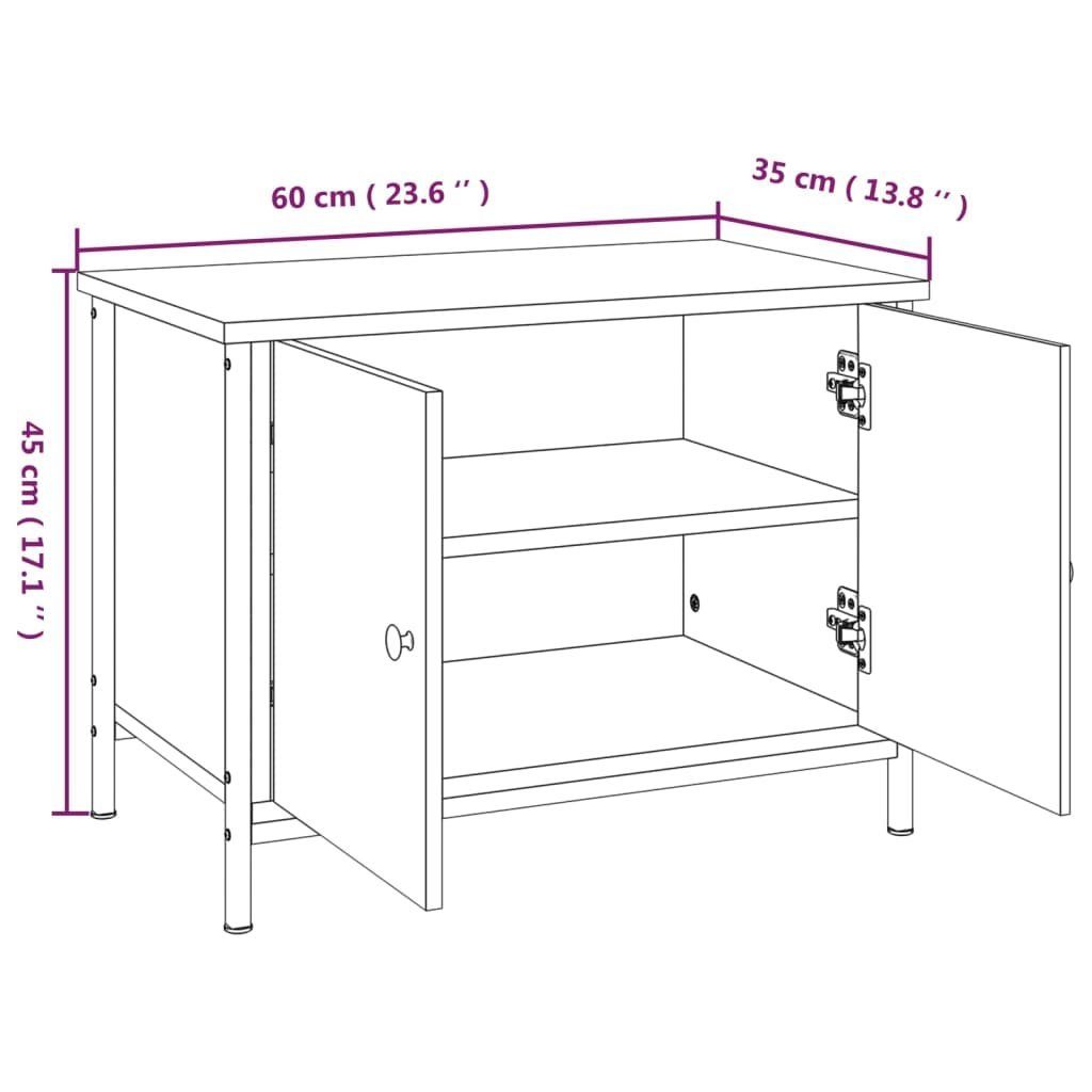 cm 60x35x45 TV-Schrank mit Räuchereiche Holzwerkstoff furnicato Türen