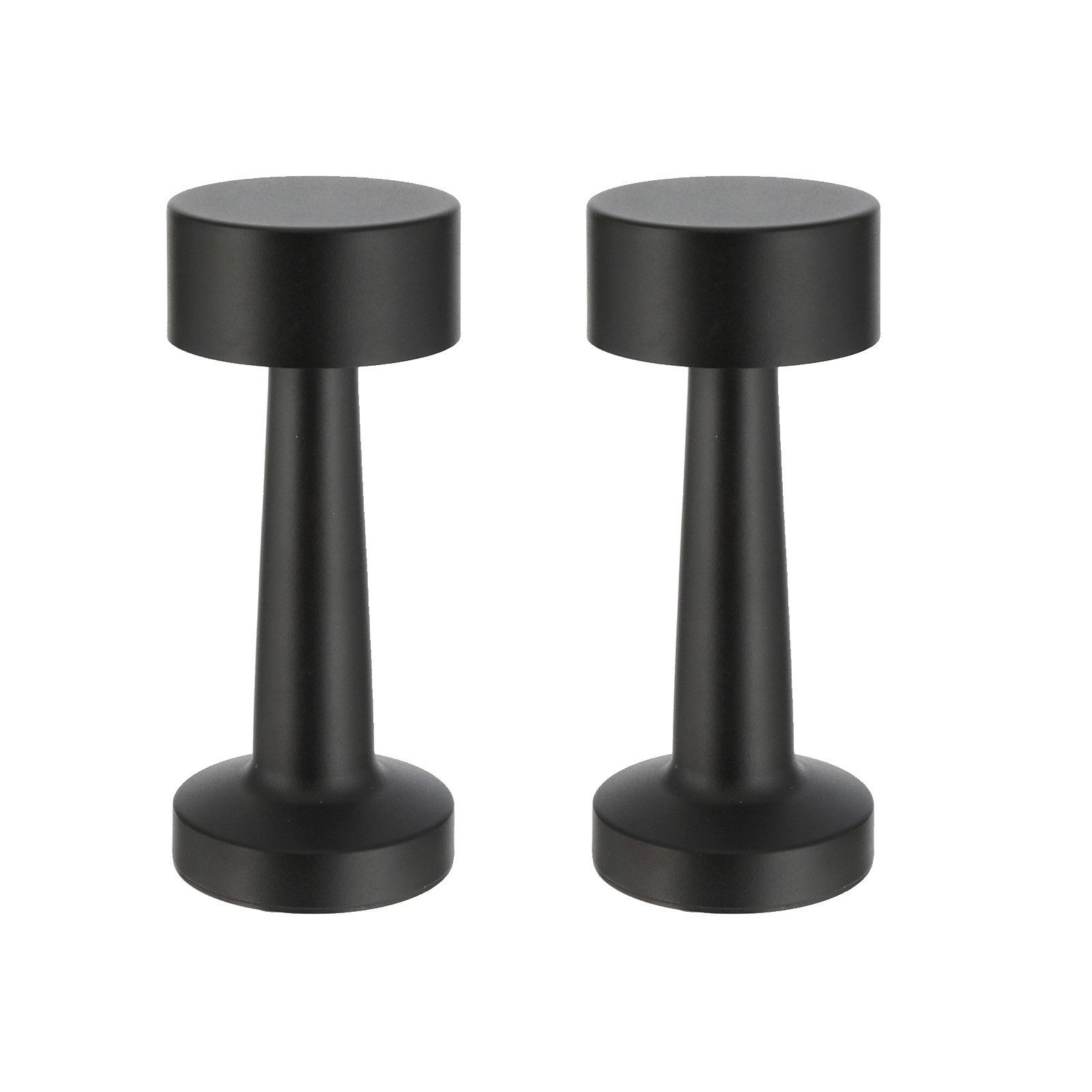 HAC24 LED Nachttischlampe 2x Metall Akku Tischleuchte Schwarz Schreibtischlampe Tischlampe, LED fest integriert, Warmweiß, Kaltweiß, Neutralweiß, mit Touchfunktion 3 Weisstöne Aufladbar Dimmbar